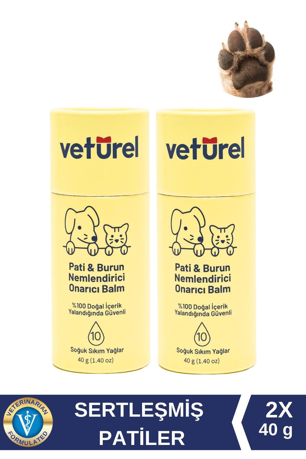 Veturel Pati Balm Kedi Köpek %100 Doğal Nemlendirici Stick Dirsek Burun Koruyucu Onarıcı Bakım - 2x40gr