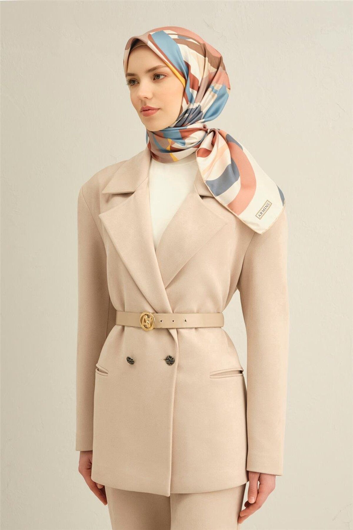 Armine Desenli Saf İpek Twill Eşarp 9328- 38