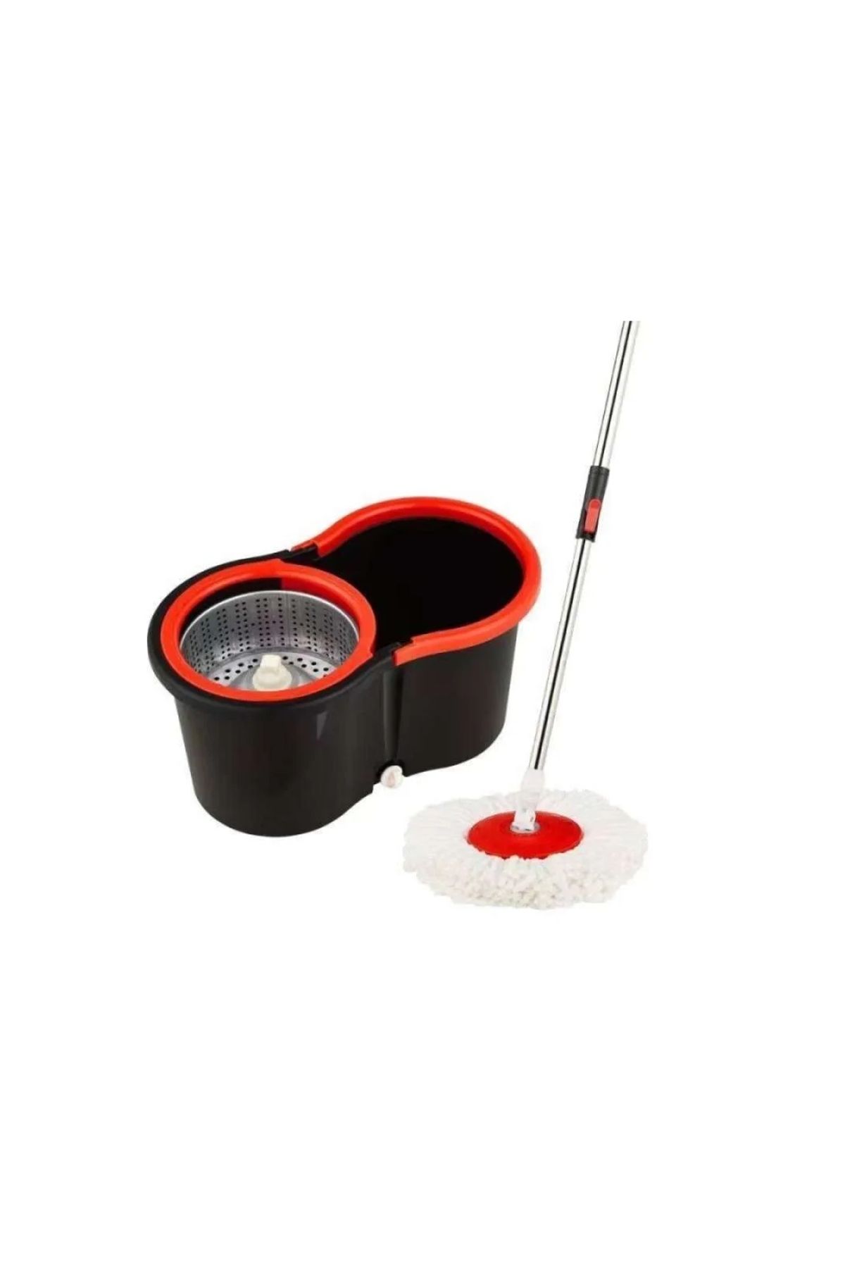 PAA-home-PAA-home Rotary Mop Set, Bucket with Removable Wringer, 360° Handle, 2 Cloths, Black Red 4