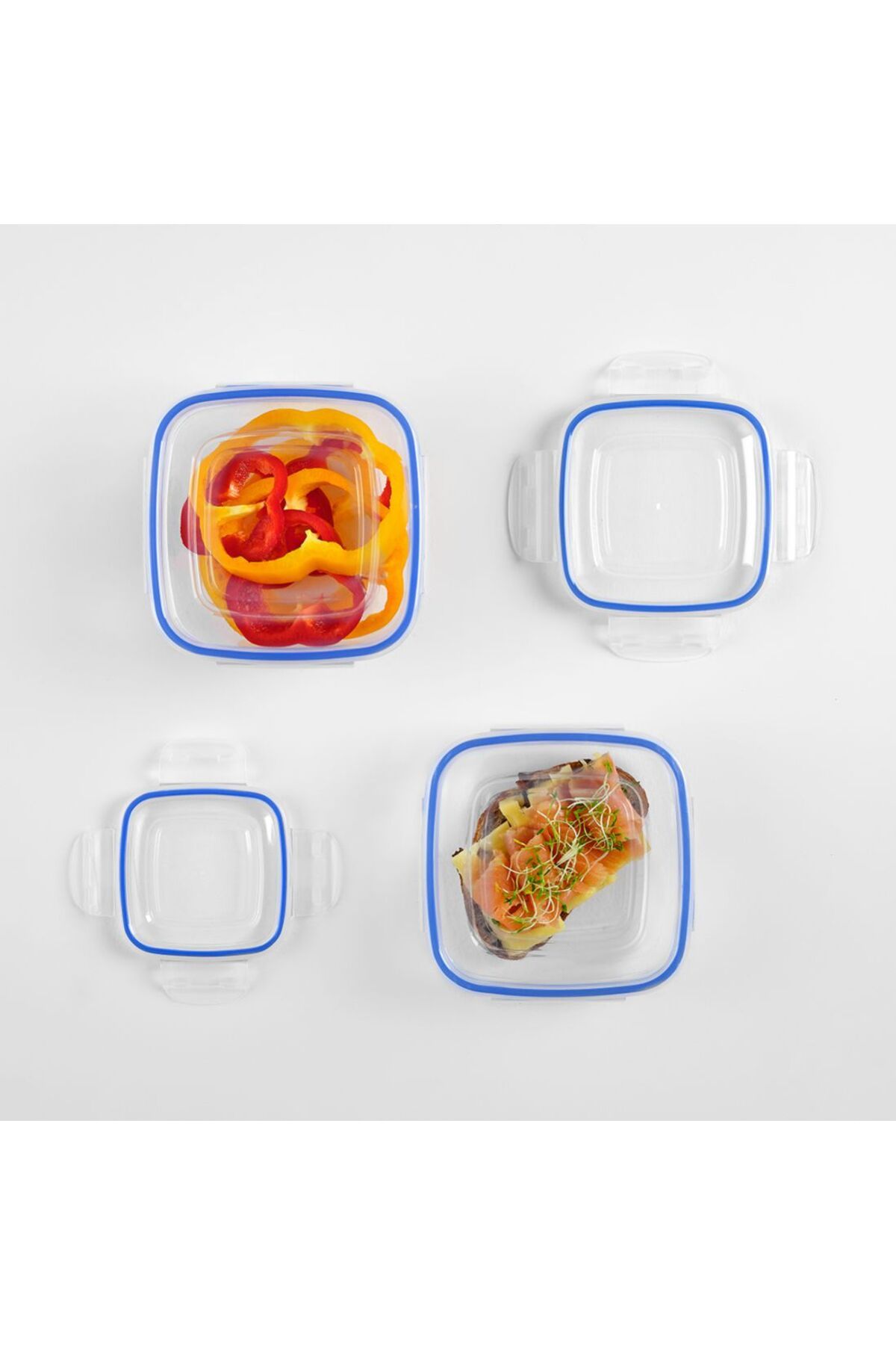 ELDİPA-Set of 6 Square Storage Containers with Seals (0.275L -0.5L-0.9L-1.5L-2.4L-3.75L) Premium Plastic Without Bpa 3