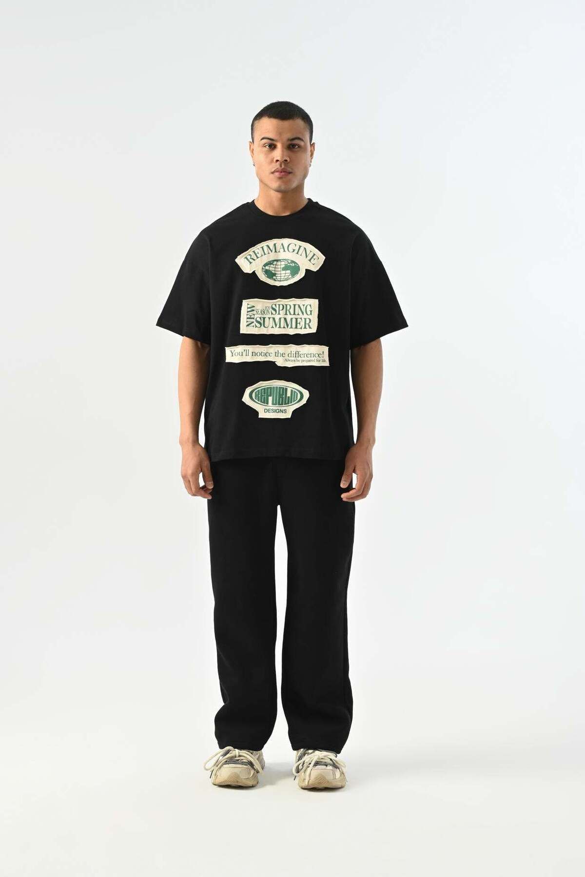 jaceyjace Reimagine Patch Detaylı Oversize T-shirt - Siyah
