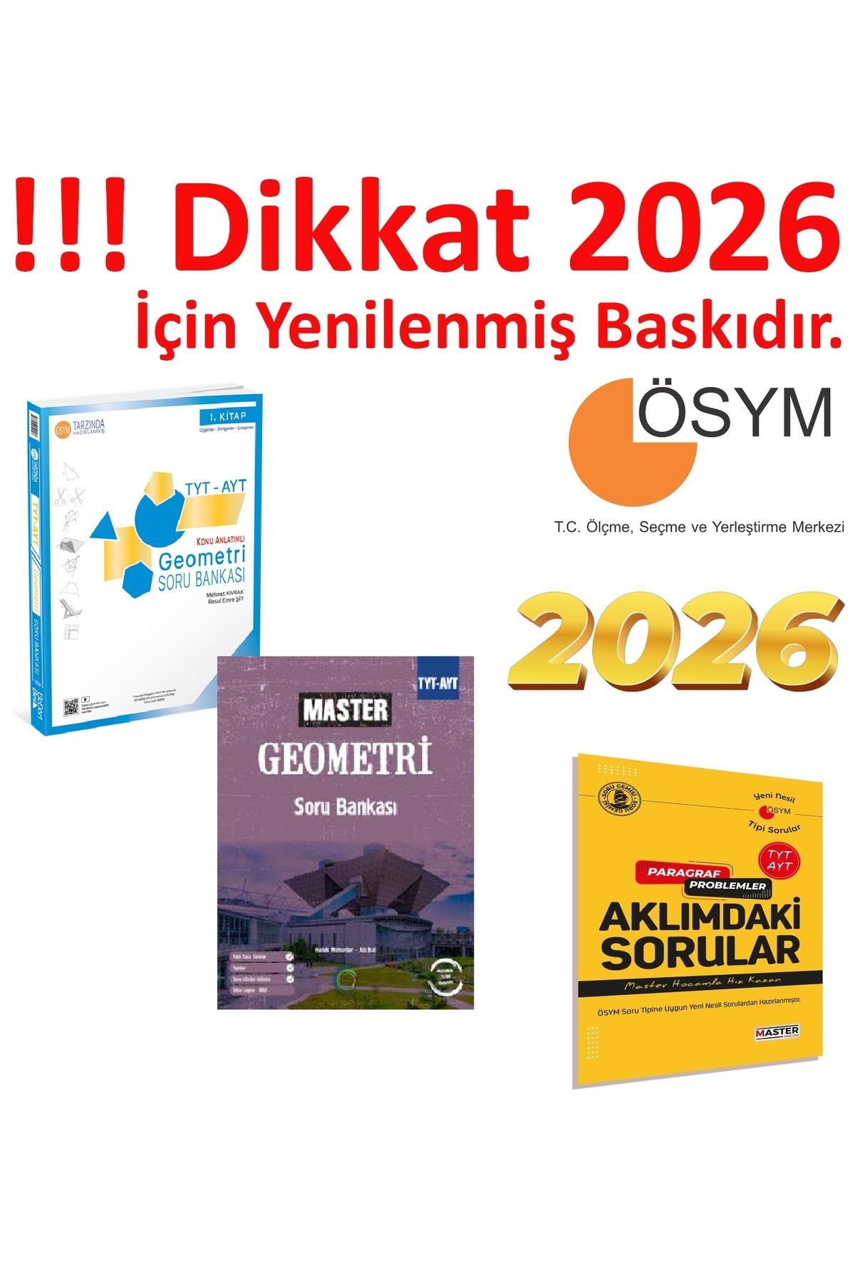 Okyanus Yayıncılık Okyanus TYT-AYT Master Geometri Soru Bankası & Üç Dört Beş TYT-AYT Geometri Soru Bankası Güncel Bask