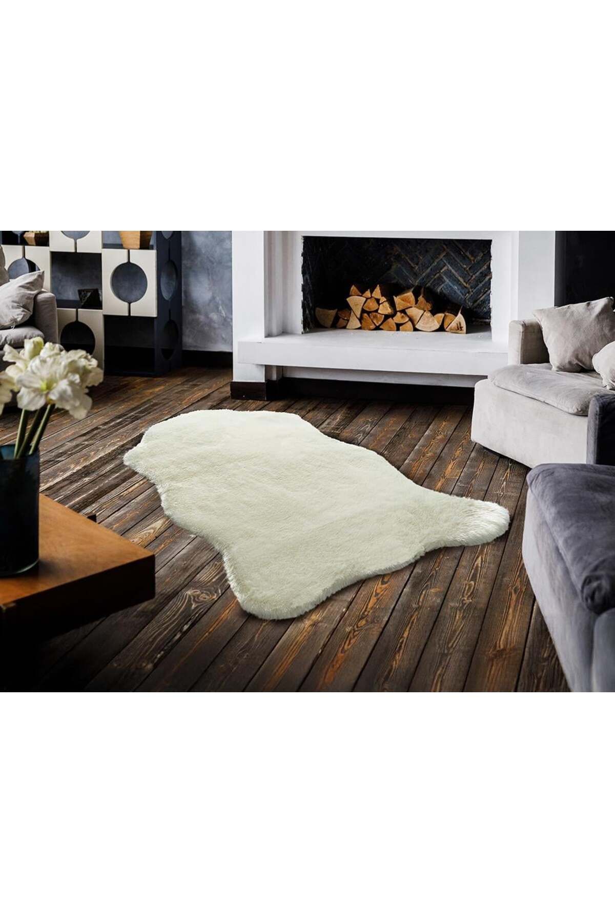 Çam Halı ÇAM Halı ROBY RB003A Beyaz Yumuşak Tuşeli Peluş Halı