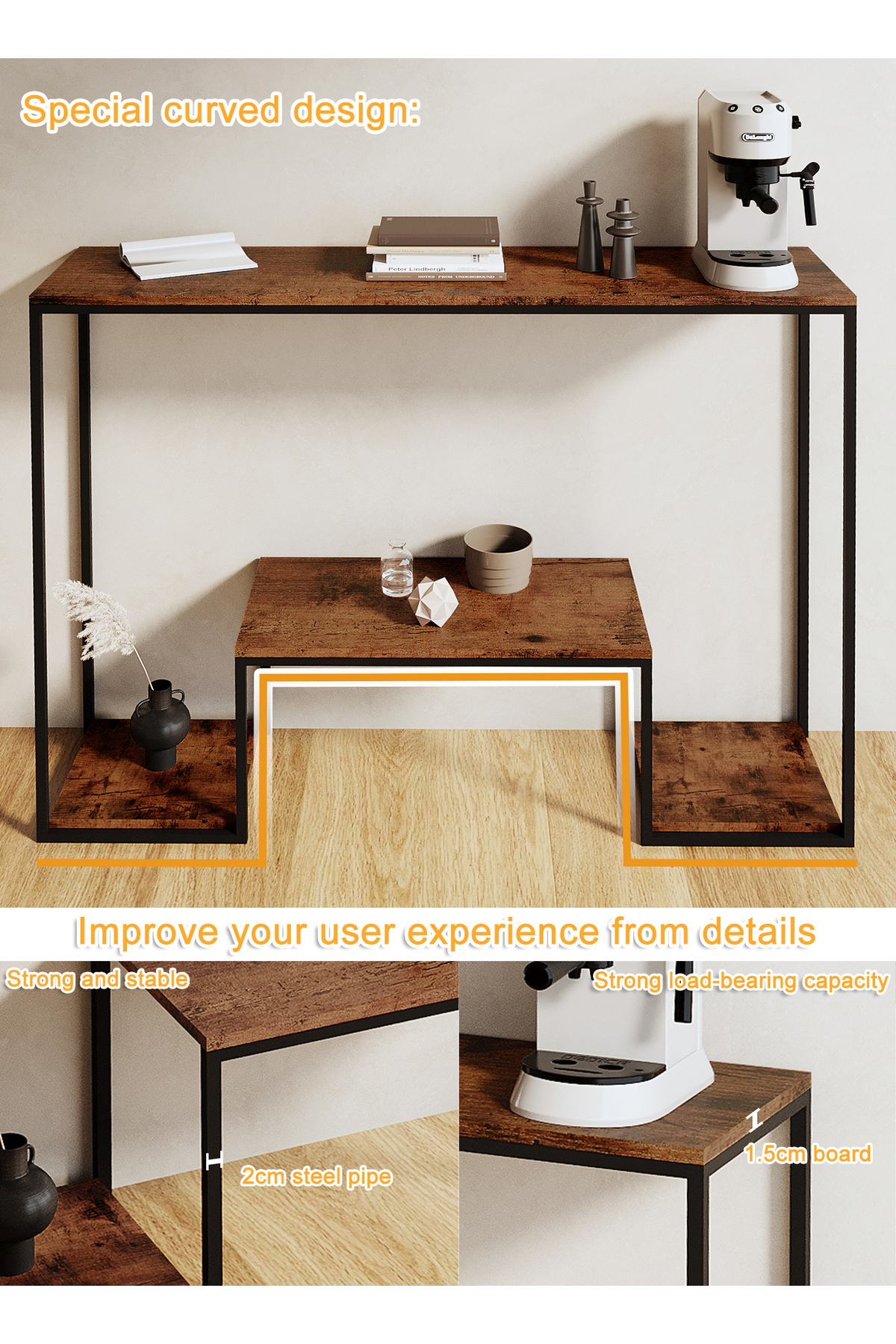 طاولة وحدة تحكم ثلاثية الطبقات مقاس 120*30*90 سم م...