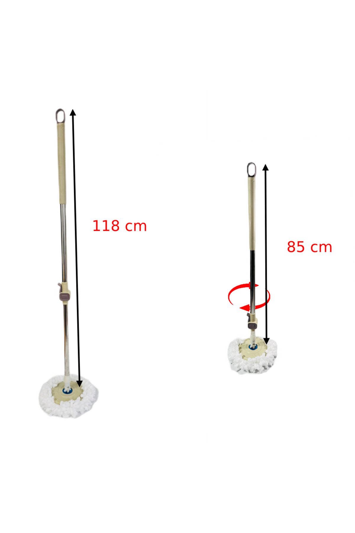 PAA-home-PAA-home Rotary Mop Set with Bucket on Wheels, 360° Handle, Removable Basket, 2 Microfiber Cloths 7