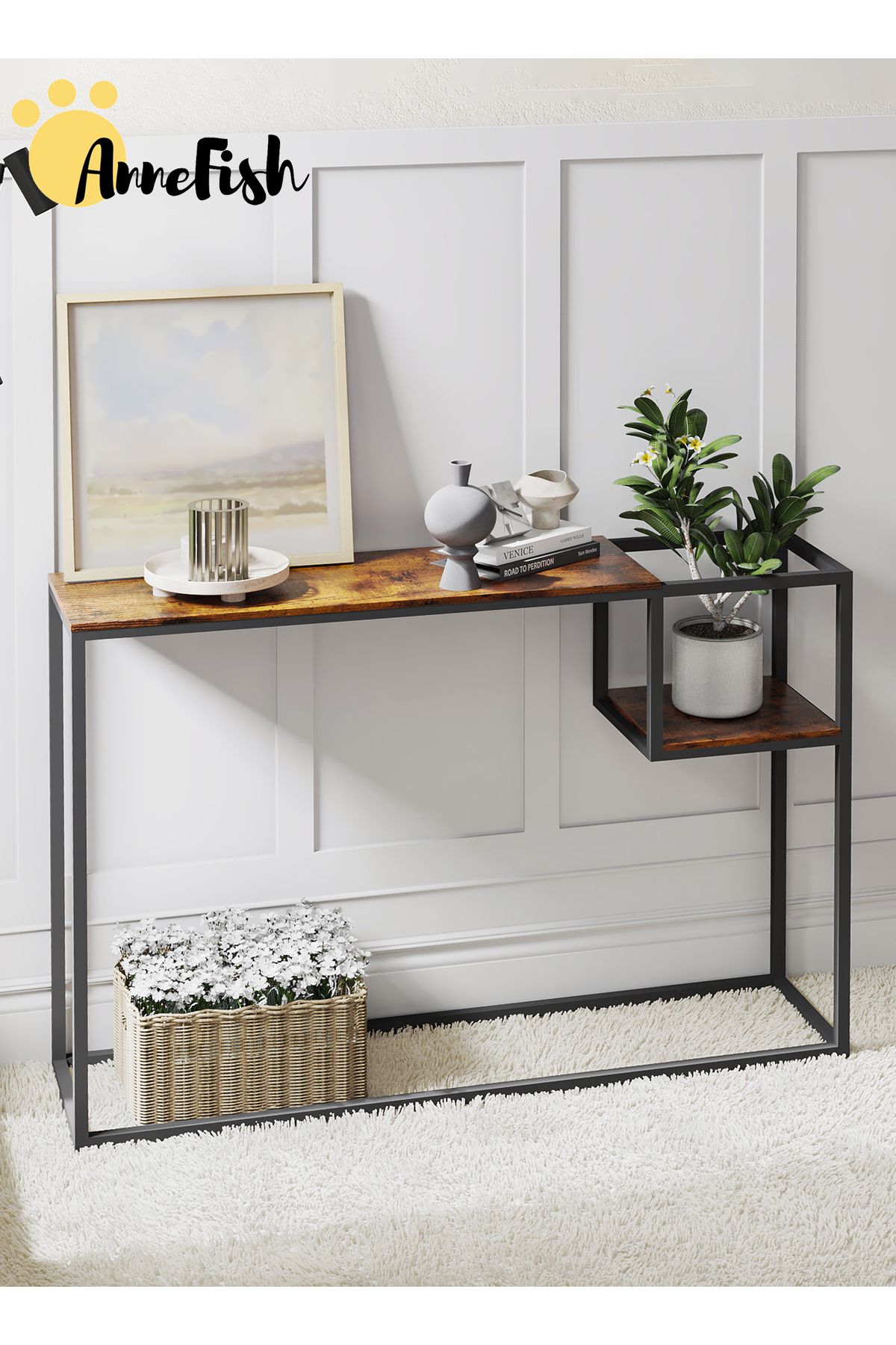 AnneFish-3Tier Console Table Sofa Table with Storage Shelf and Entryway Table Couch Hallway Entrance Living 3