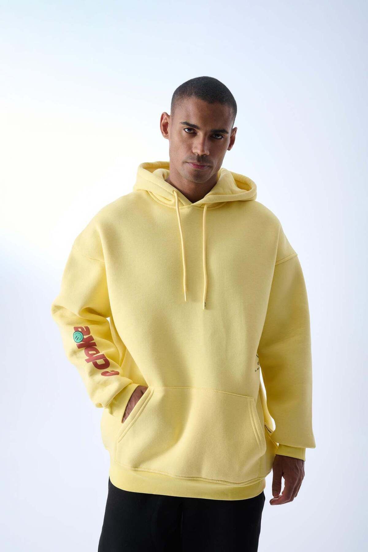 jaceyjace Echoke Kapüşonlu Oversize Sweatshirt - Sarı