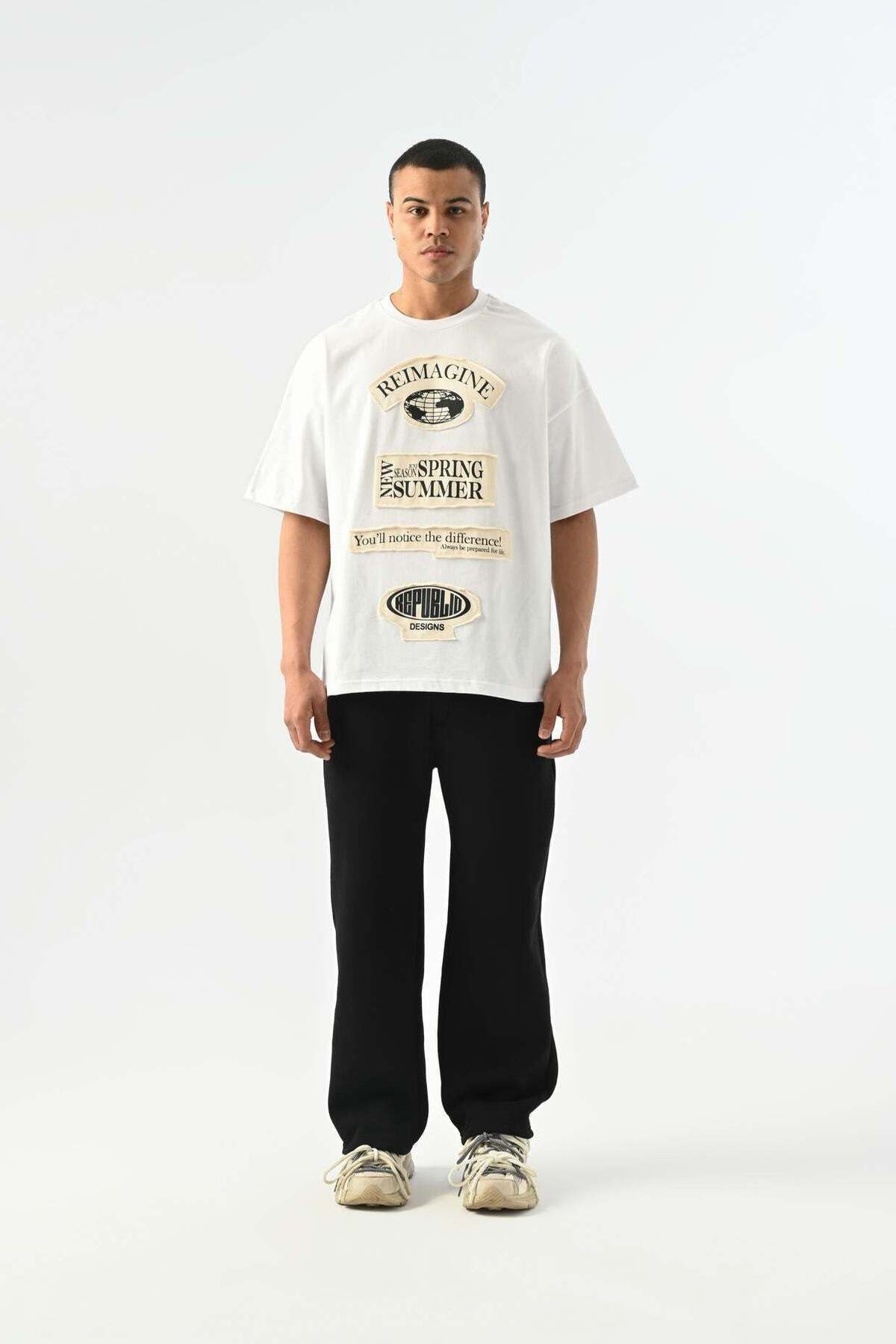 jaceyjace Reimagine Patch Detaylı Oversize T-shirt - Beyaz