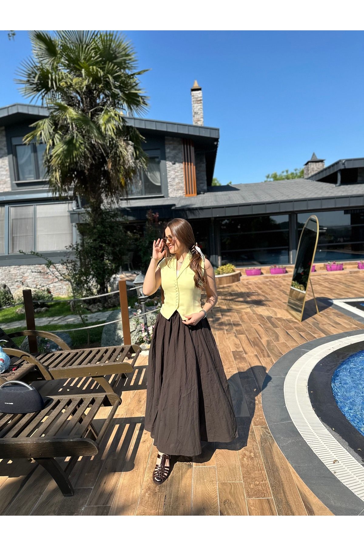 Lidya Collection Kırışık Pamuklu Etek