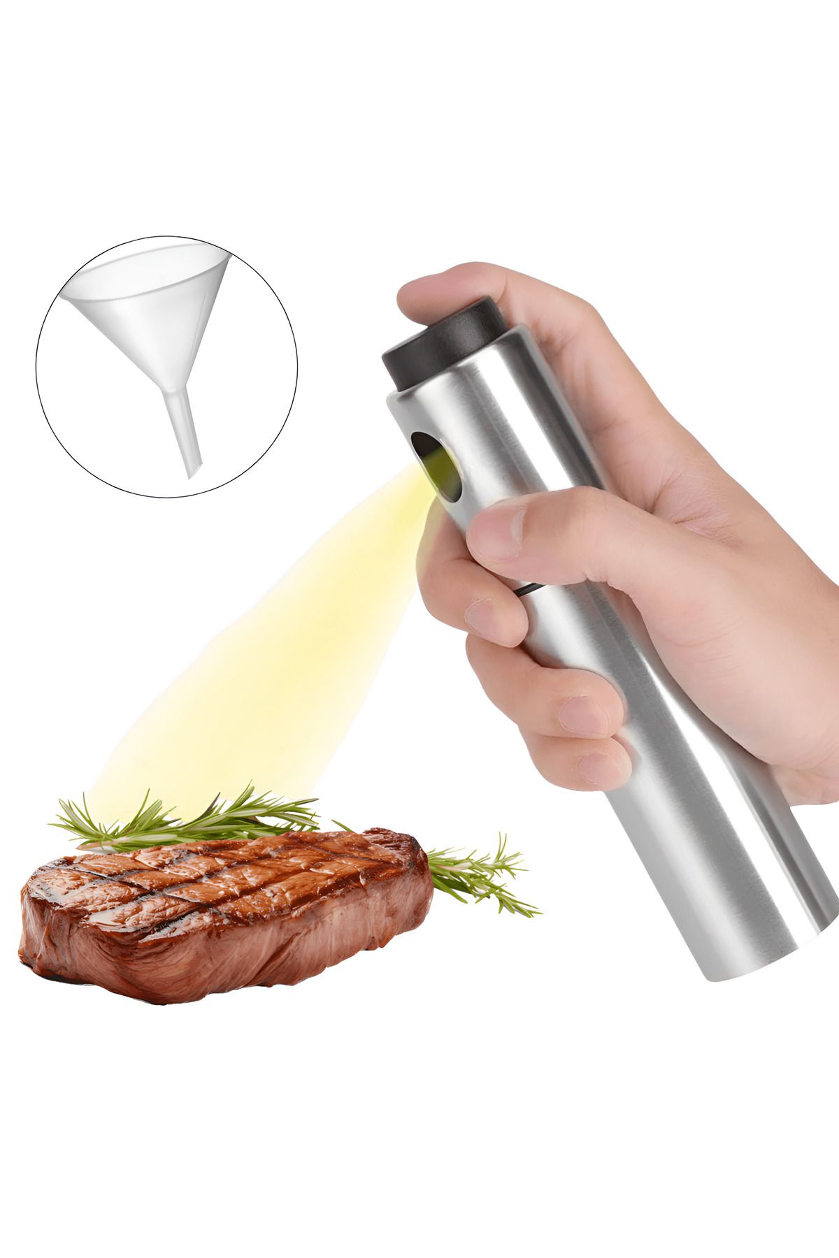 Köken Pulverizator De Ulei De Măsline Koken Pentru Ulei/oțet/altele, Reîncărcabil, 100 Ml, Plastic, 17,8x4 Cm + Pâlnie - One Size
