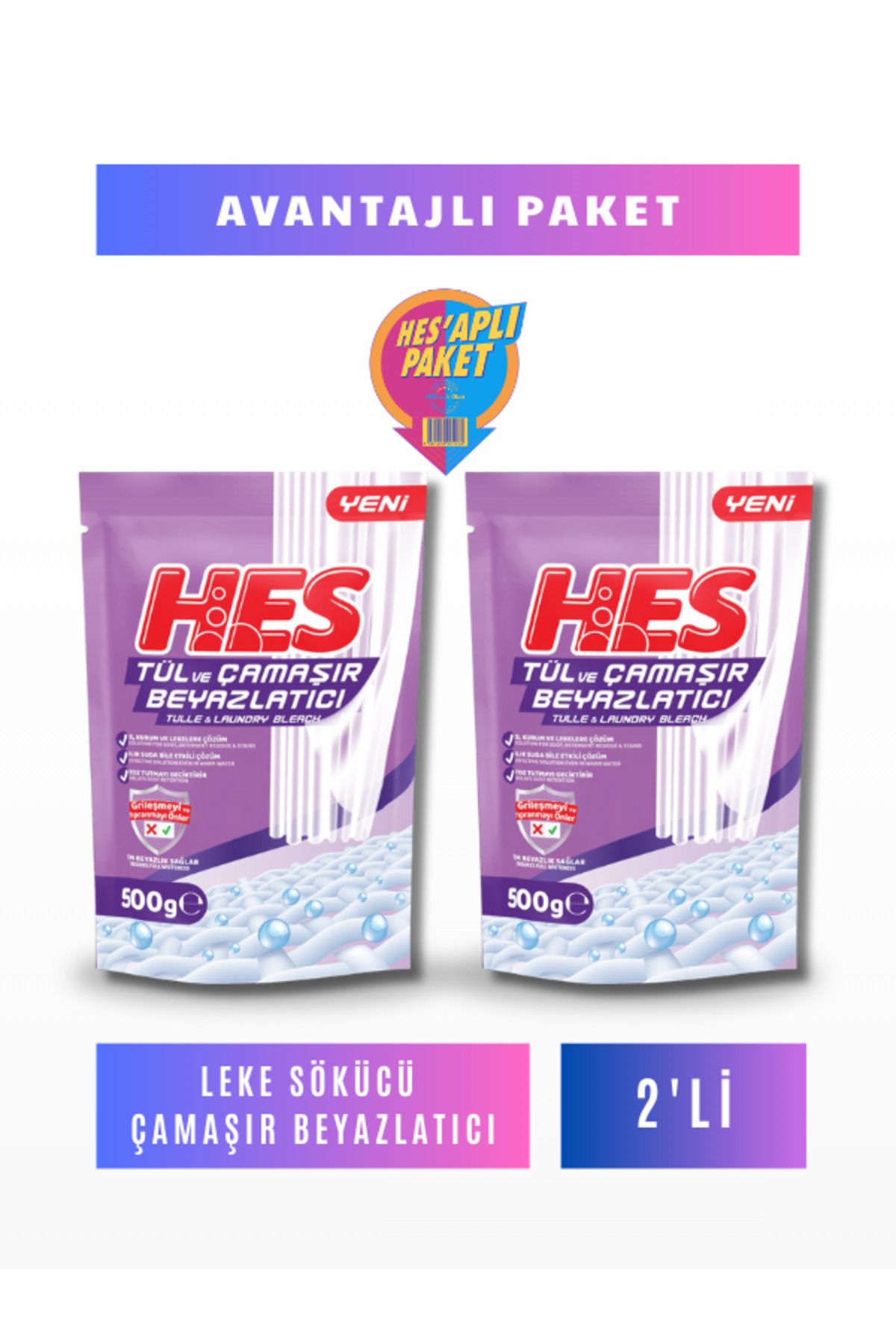 Hes Tül ve Çamaşır Beyazlatıcı 500 Gr*2