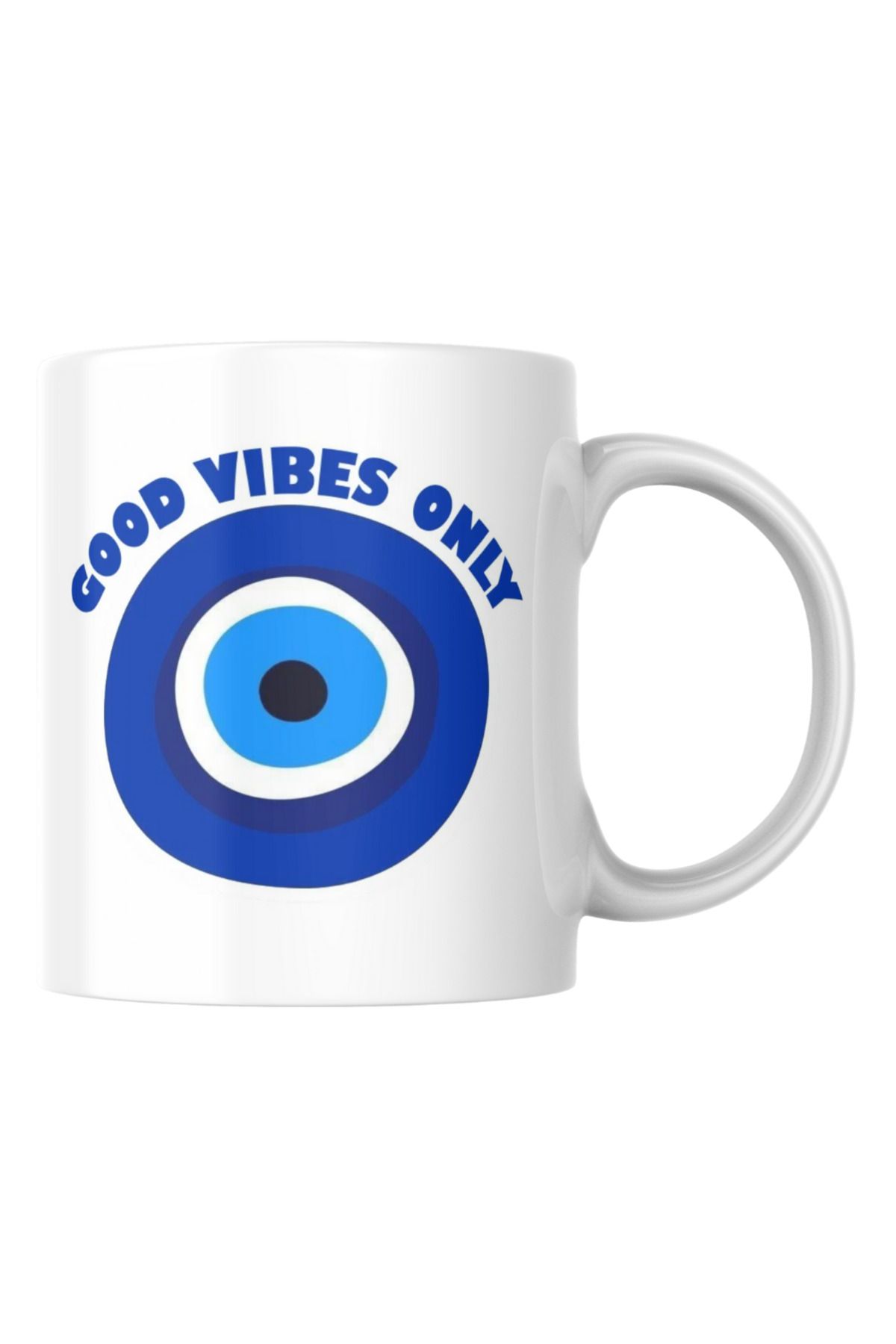 TakeTshirt Good Vibes Only Kupa Bardak Nazarboncuğu Şık Hediyelik Çay Kahve Kupası Coffee Mug