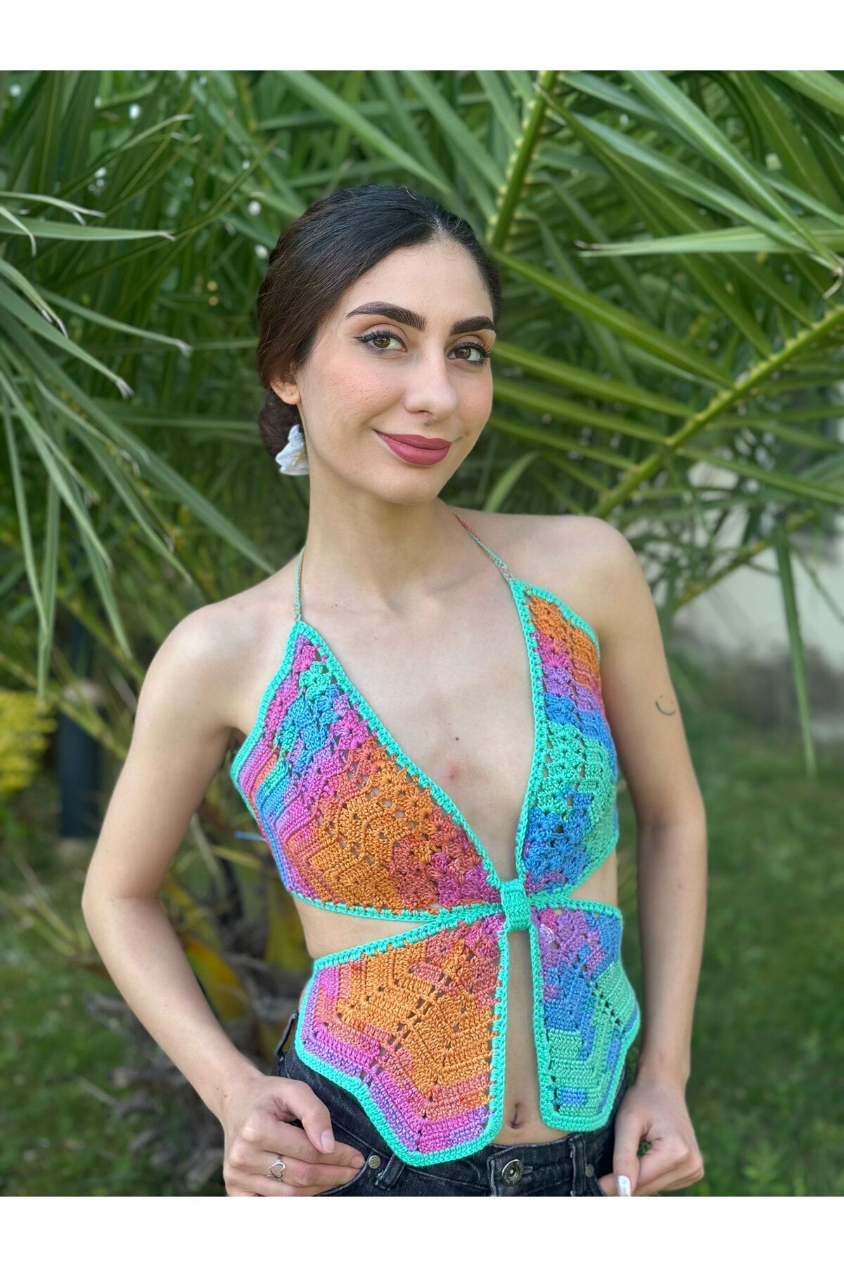 Gönülden Tasarım EL ÖRGÜSÜ KELEBEK BÜSTİYER CROP STANDART BEDEN