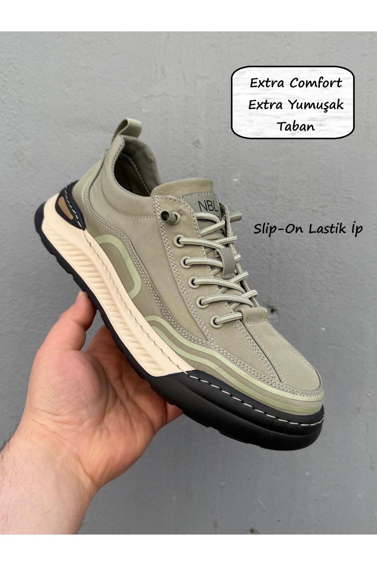 Nobel EXTRA COMFORT, EXTRA YUMUŞAK, LASTİK BAĞCIKLI ERKEK SNEAKER, İTHAL TABAN