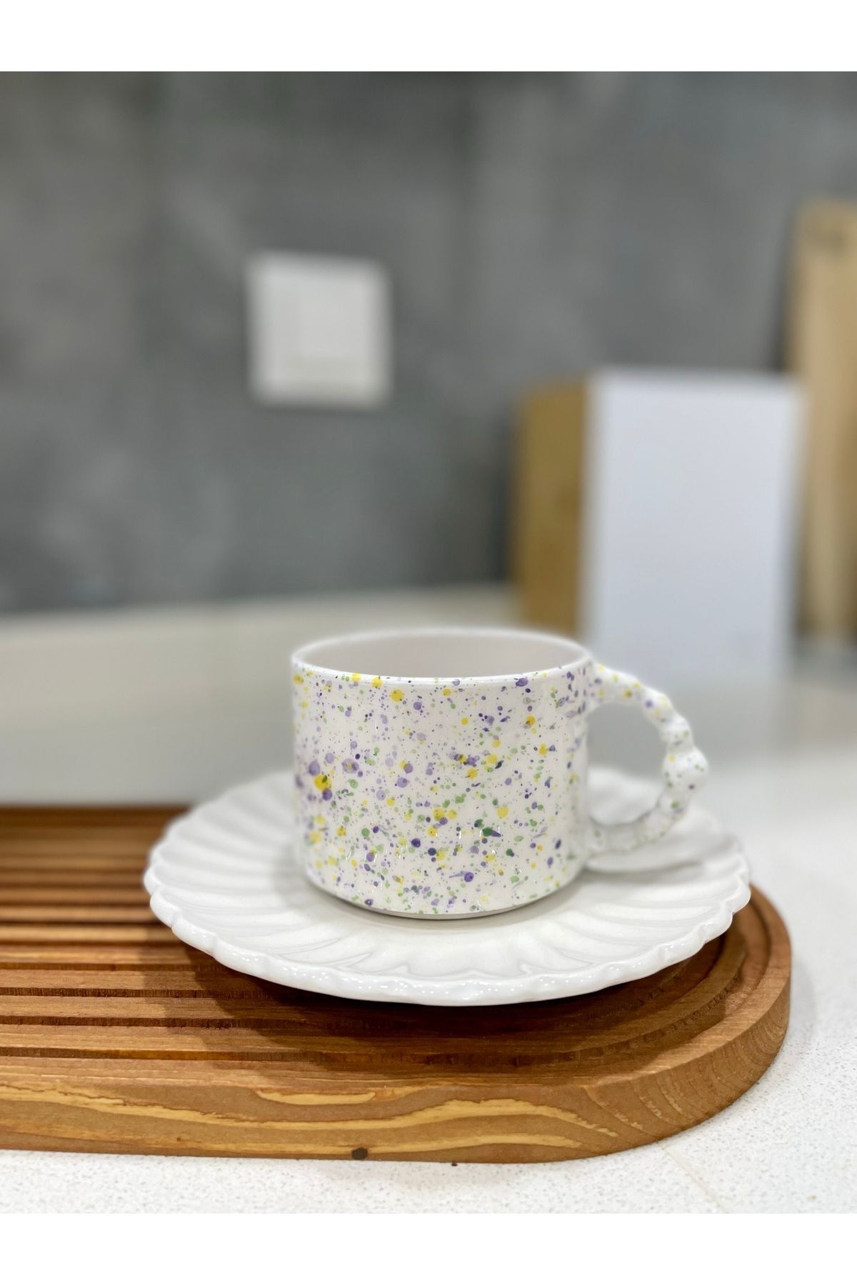 terraco ceramic El yapımı seramik tabak , bardak altlığı 17 cm rölyef