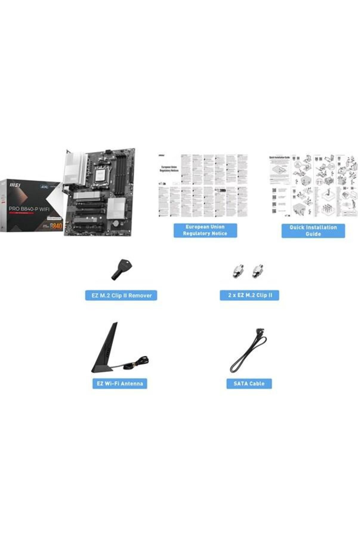 MSI-Pro B840-P Wifi7 Ddr5 HDMI Usbc Pcie 4.0 Am5 Atx 7