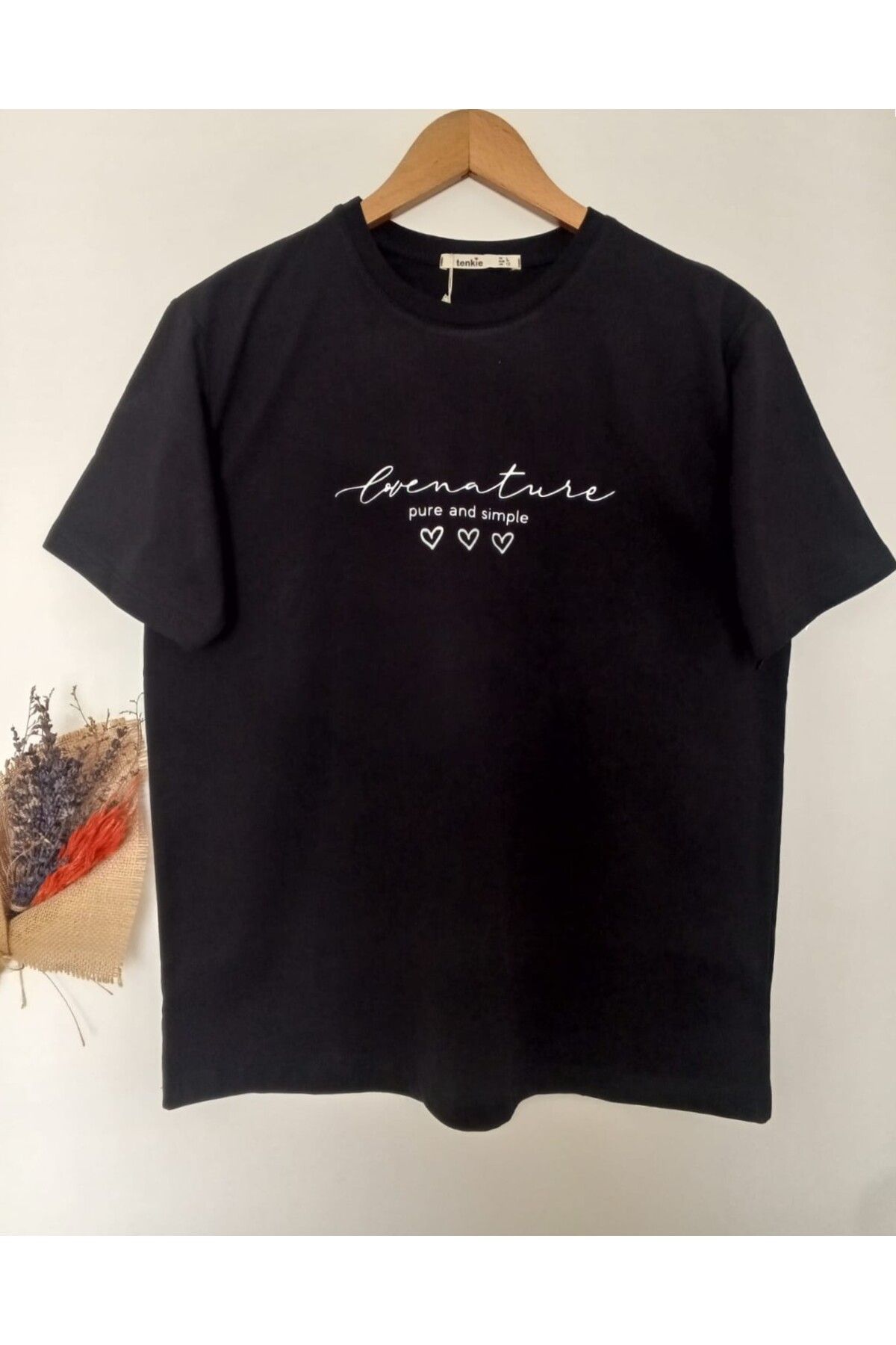 Tenkie Baskılı %100 Pamuklu Oversize T-shirt