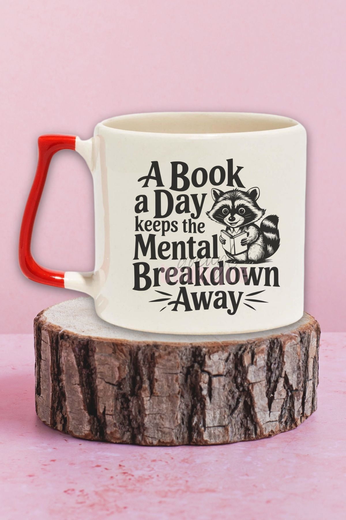 qoeuyl boutique A Book A Day Keeps Mental Breakdown Away Yazılı Kitap Terapisi Hediyelik Kırmızı Kulplu Kupa Bardak