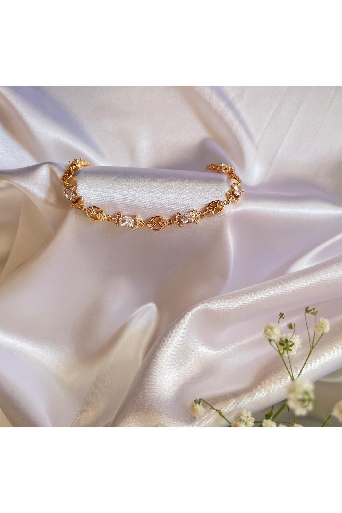See Shine Accessory Zirkon Işıltılı Rose Gold Paslanmaz Çelik Bileklik