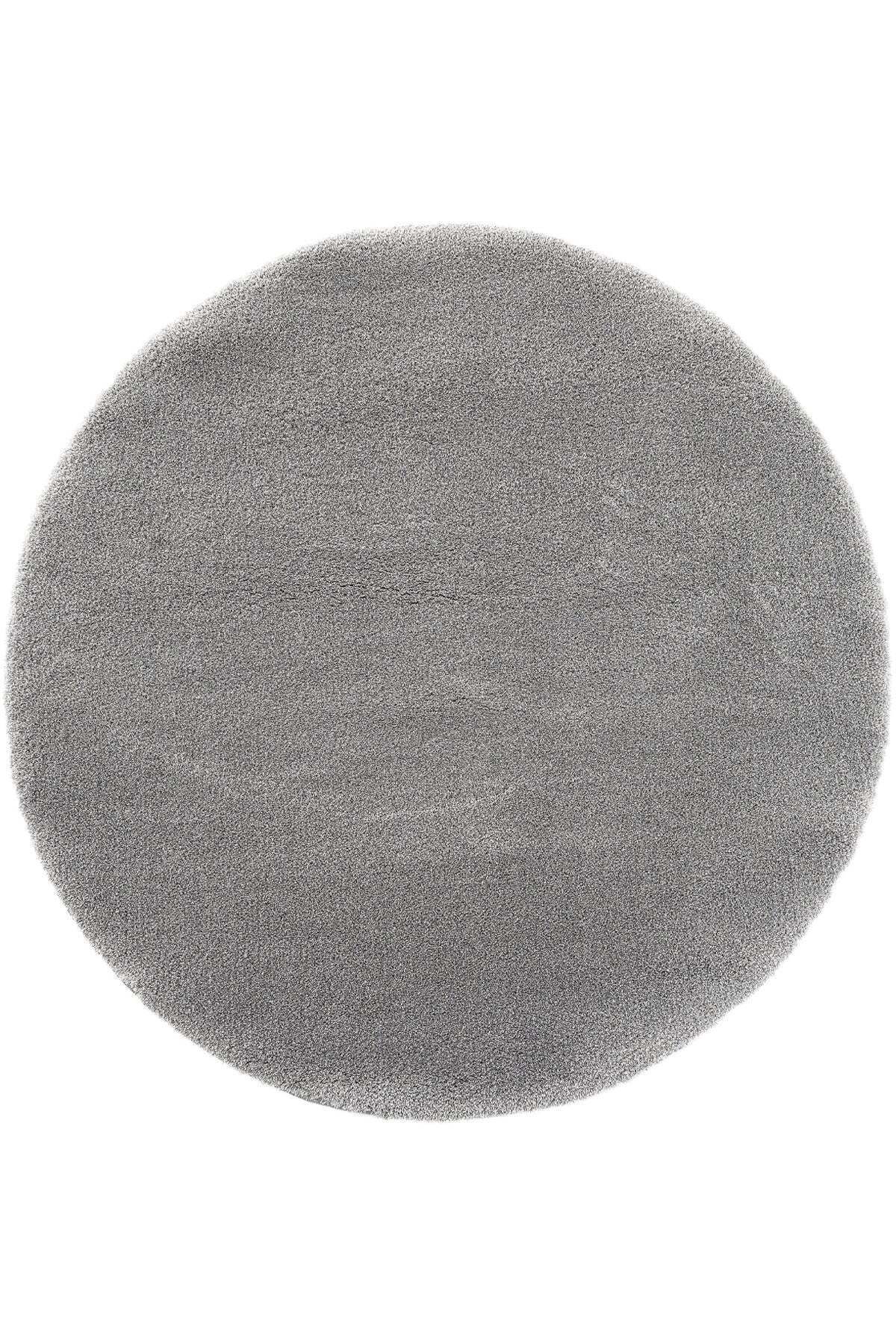 Halımax Eko Halı Lotto LT Plain Grey Yumuşak Dokulu Modern Hav Vermez Yuvarlak Shaggy Halı