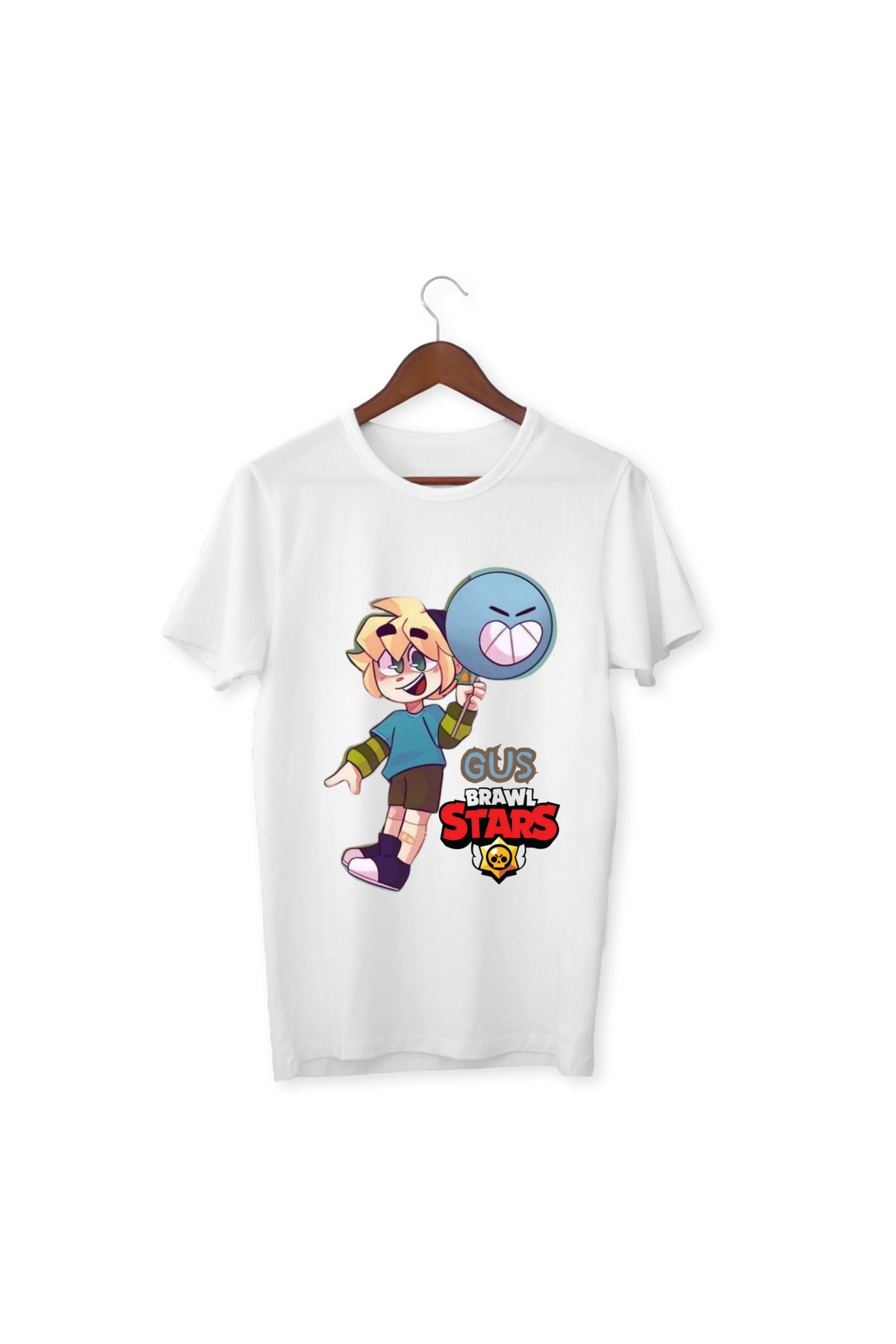 ALPŞAN TİCARET Brawl Stars Gus Çocuk Yetişkin Beyaz T-shirt Gus Brawl Stars Unisex Çocuk Tişört