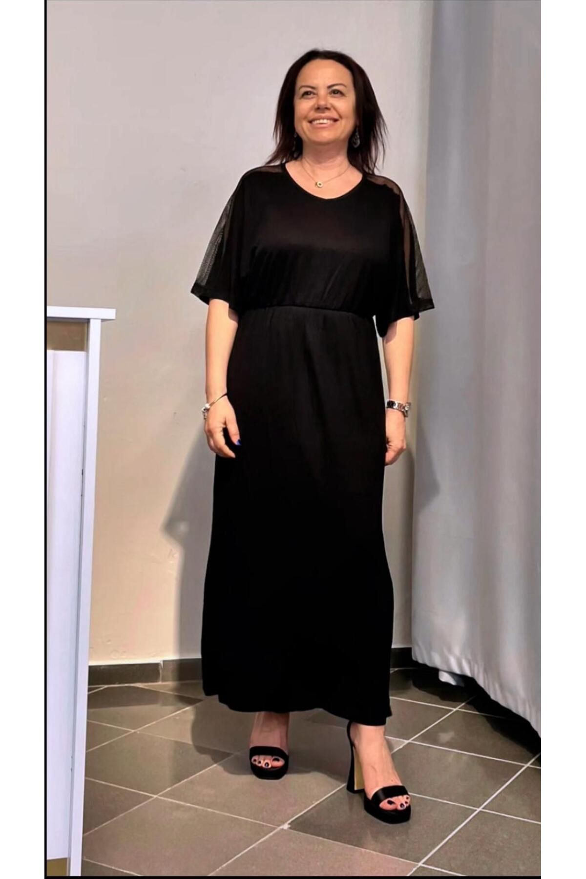 MODA Büyük Beden Elbise Omuz Detay