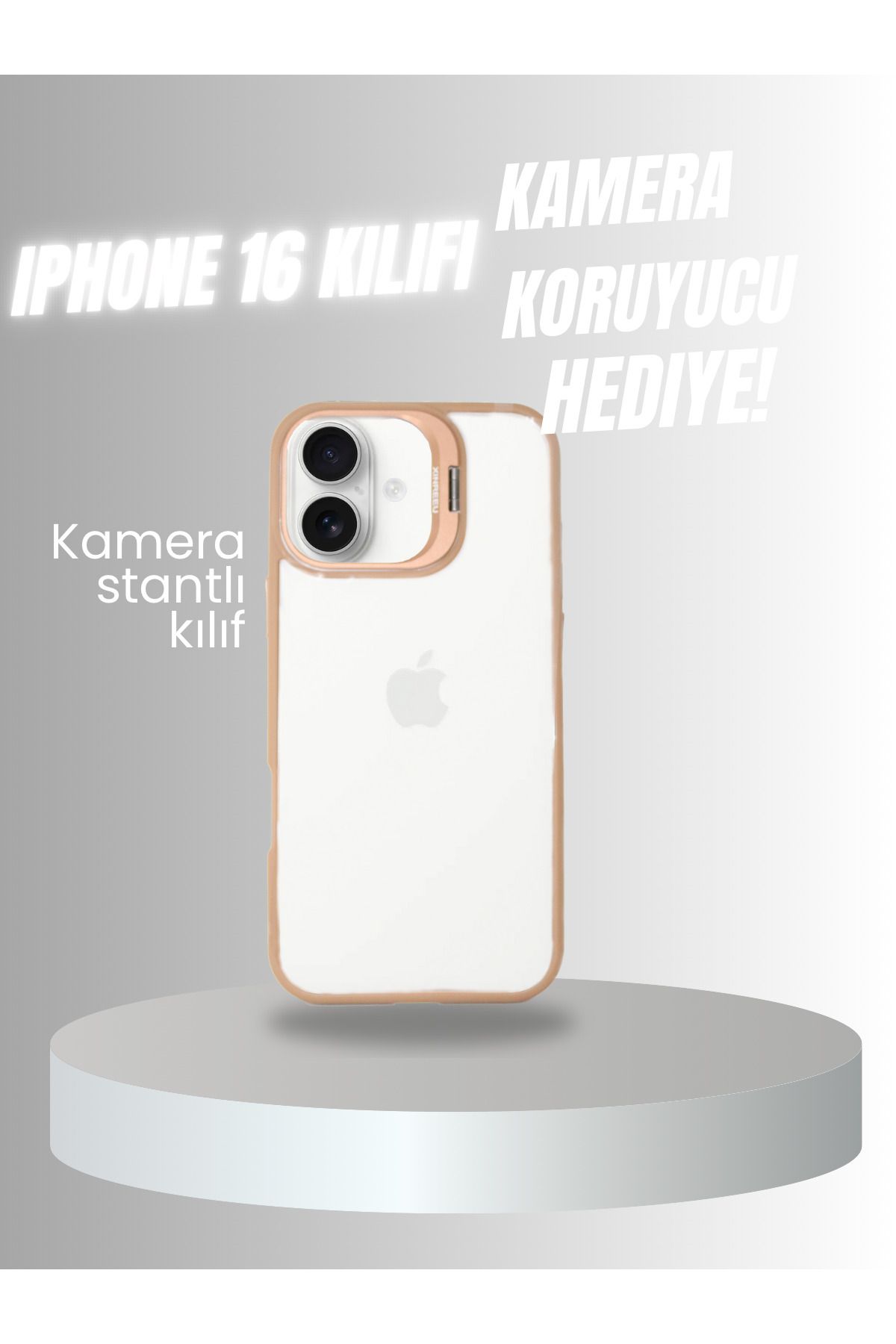 PERLA MOBILE IPHONE 16 GOLD MEGA KAMERA KORUYUCULU KILIF