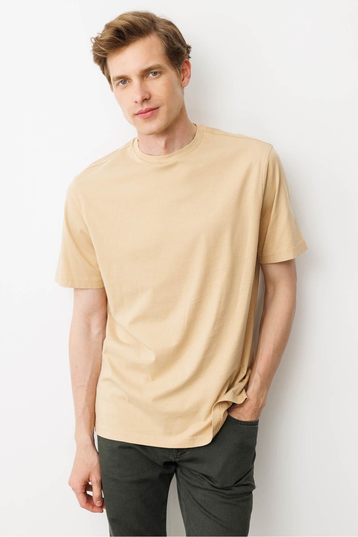 Desen Triko Erkek Sıfır Yaka T-shirt A.Sarı