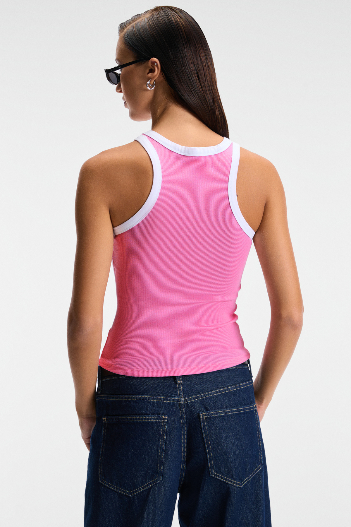 GRIMELANGE-Selmıra Women's Embroidered Halter Neck Slim Fit Sleeveless Pink Undershirt 6