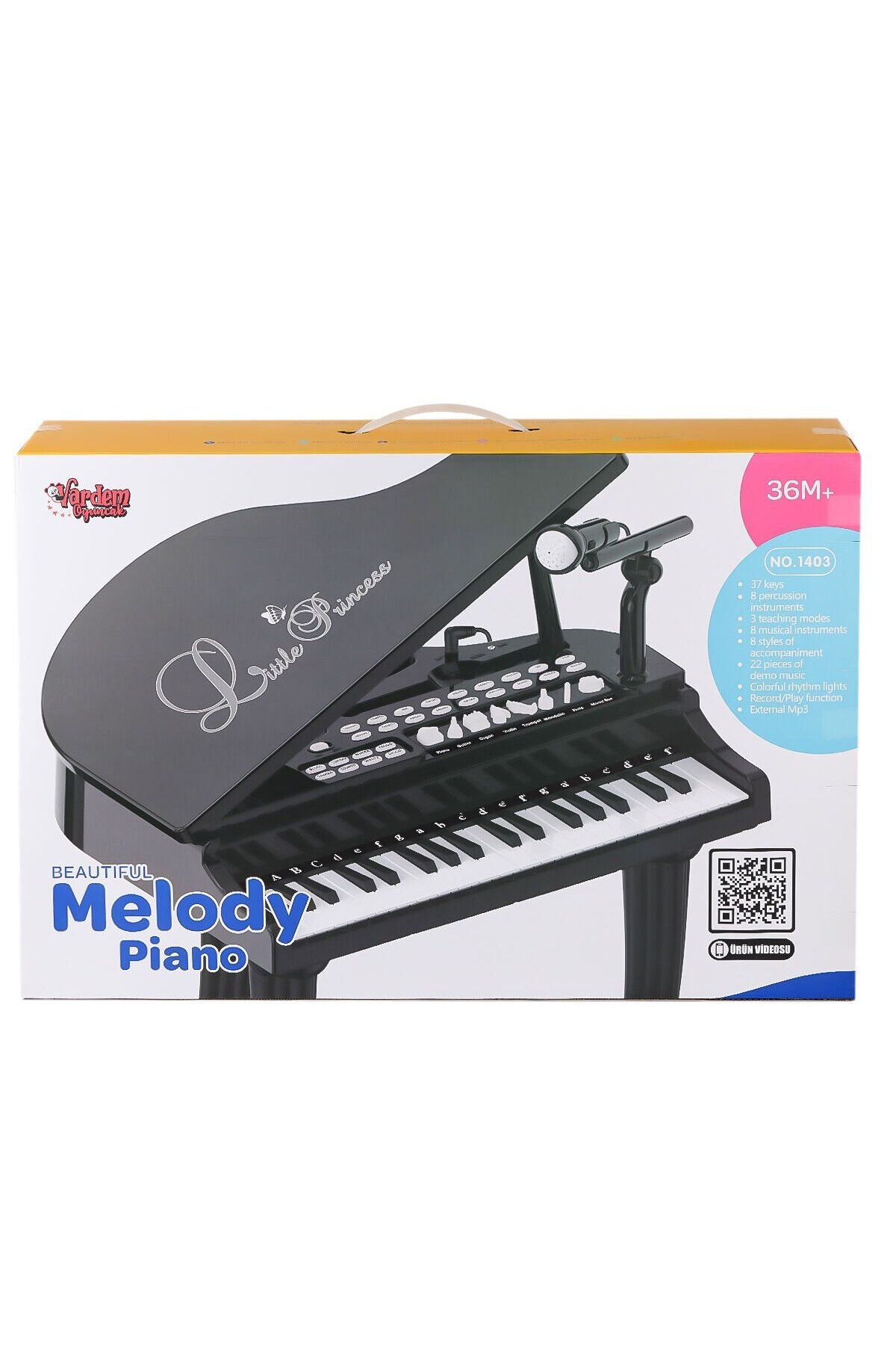 NillyToys BAO-1403B 0237 Mikrofonlu 37 Tuşlu Mp3 Çalar Büyük Siyah Piyano