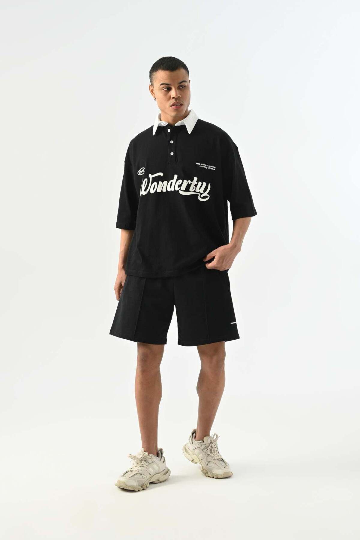 jaceyjace Wonderful Polo Yaka T-shirt - Siyah