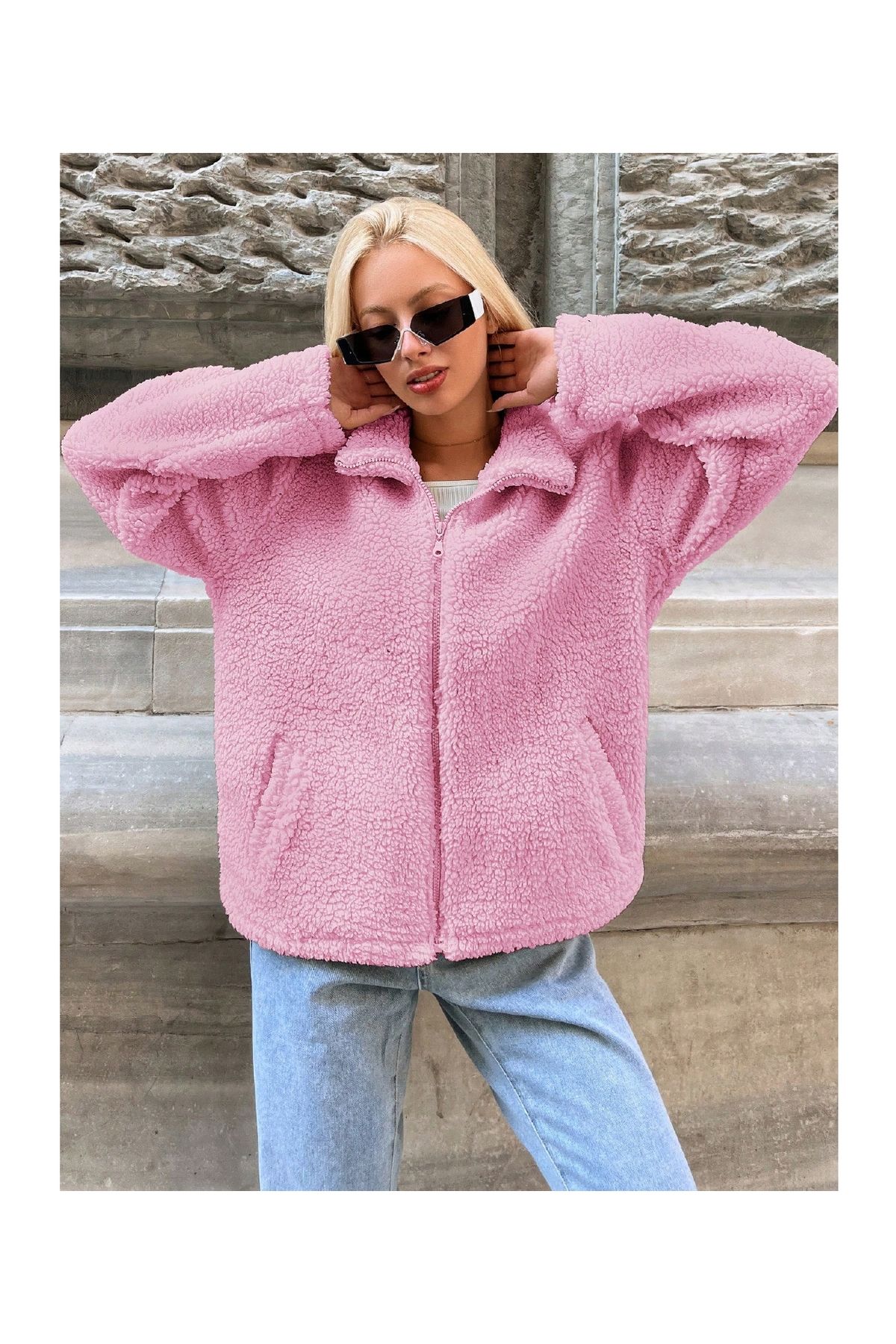 Purpleclo KADIN FERMUARLI PELUŞ TEDDY HIRKA