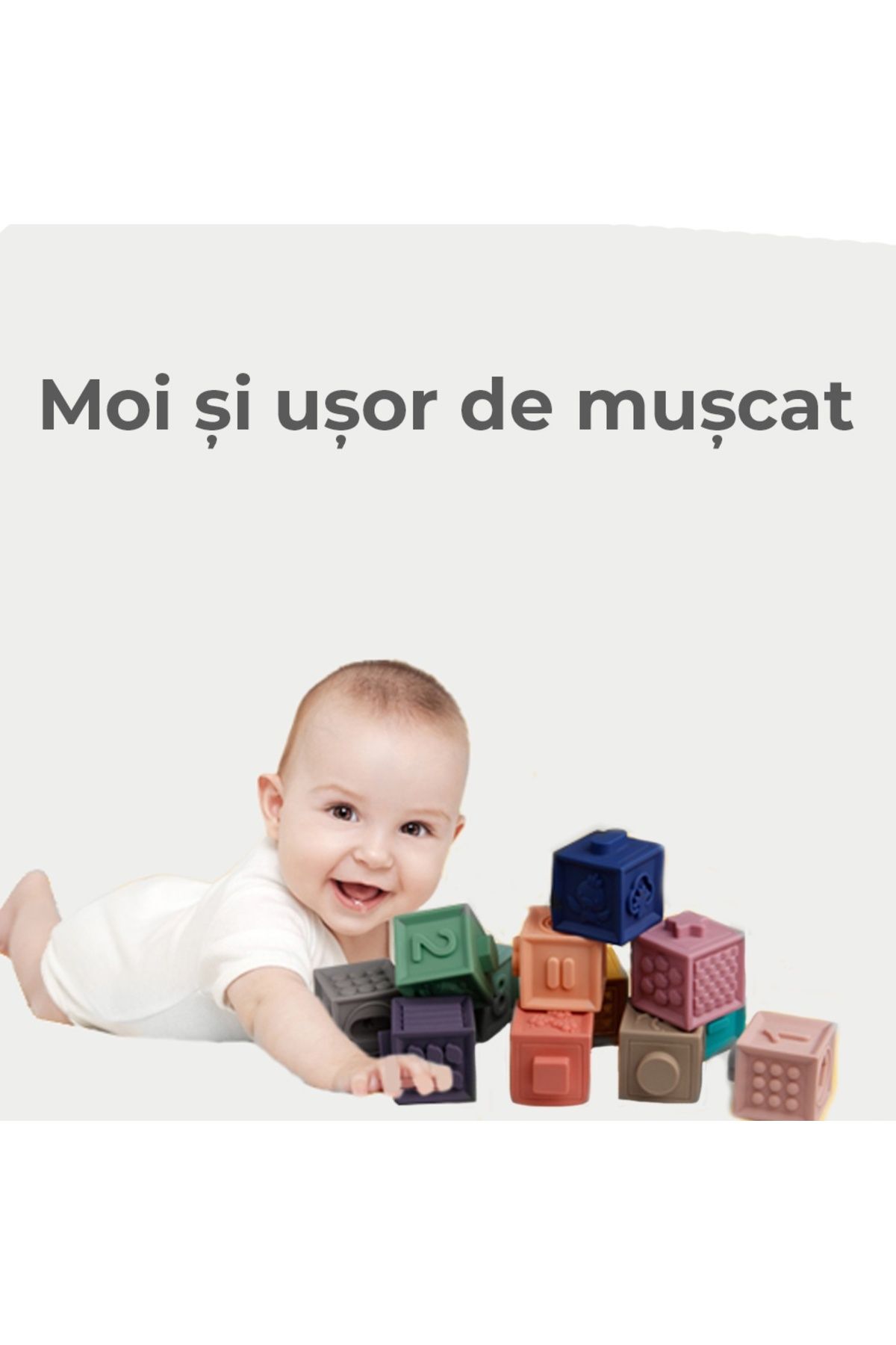 Pitikot-Set cuburi moi interactive pentru bebelusi Pitikot®, multicolor, 12 piese, din cauciuc, 0-24 luni 6