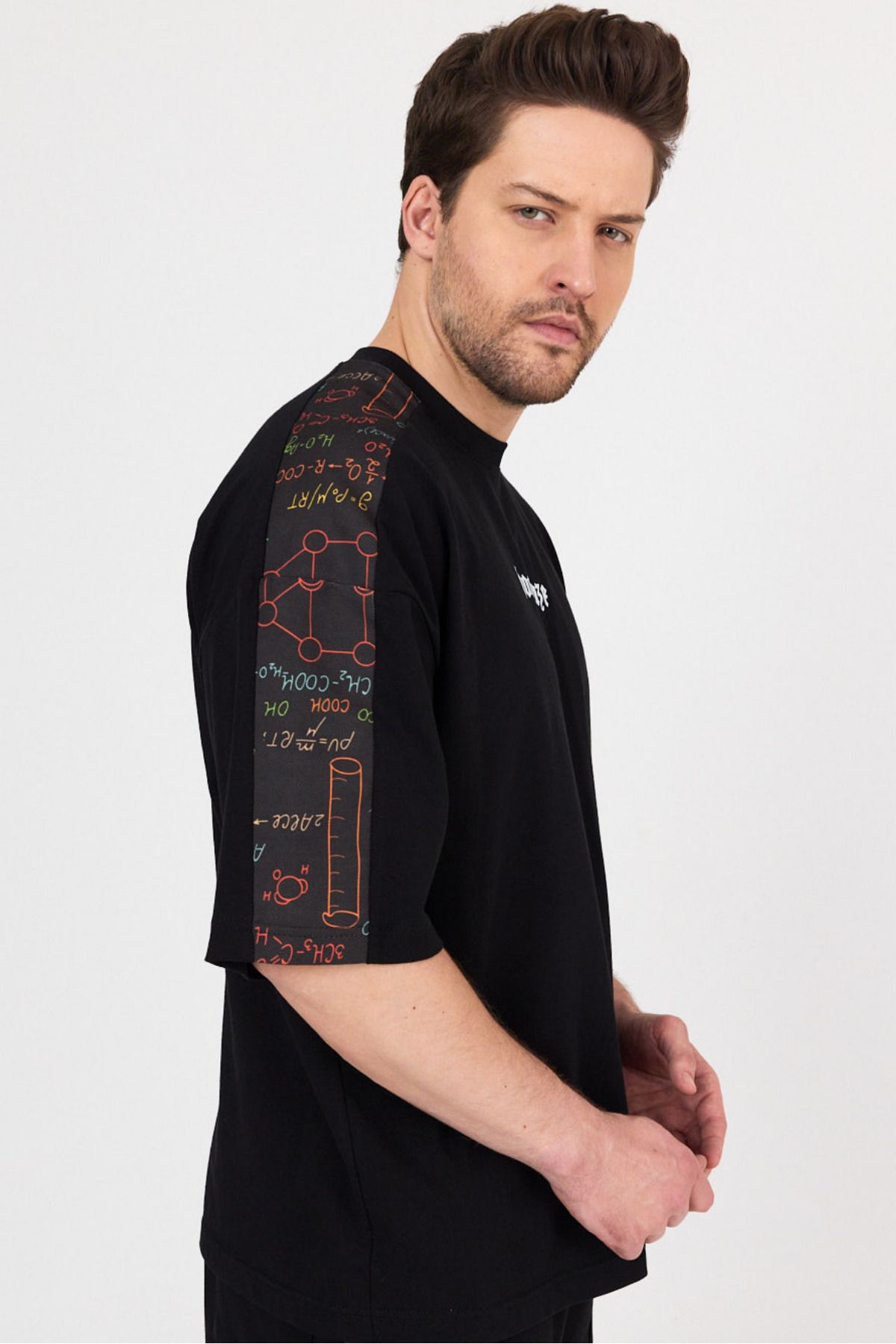 Hoodraze Erkek Omuz Garnili T-shirt