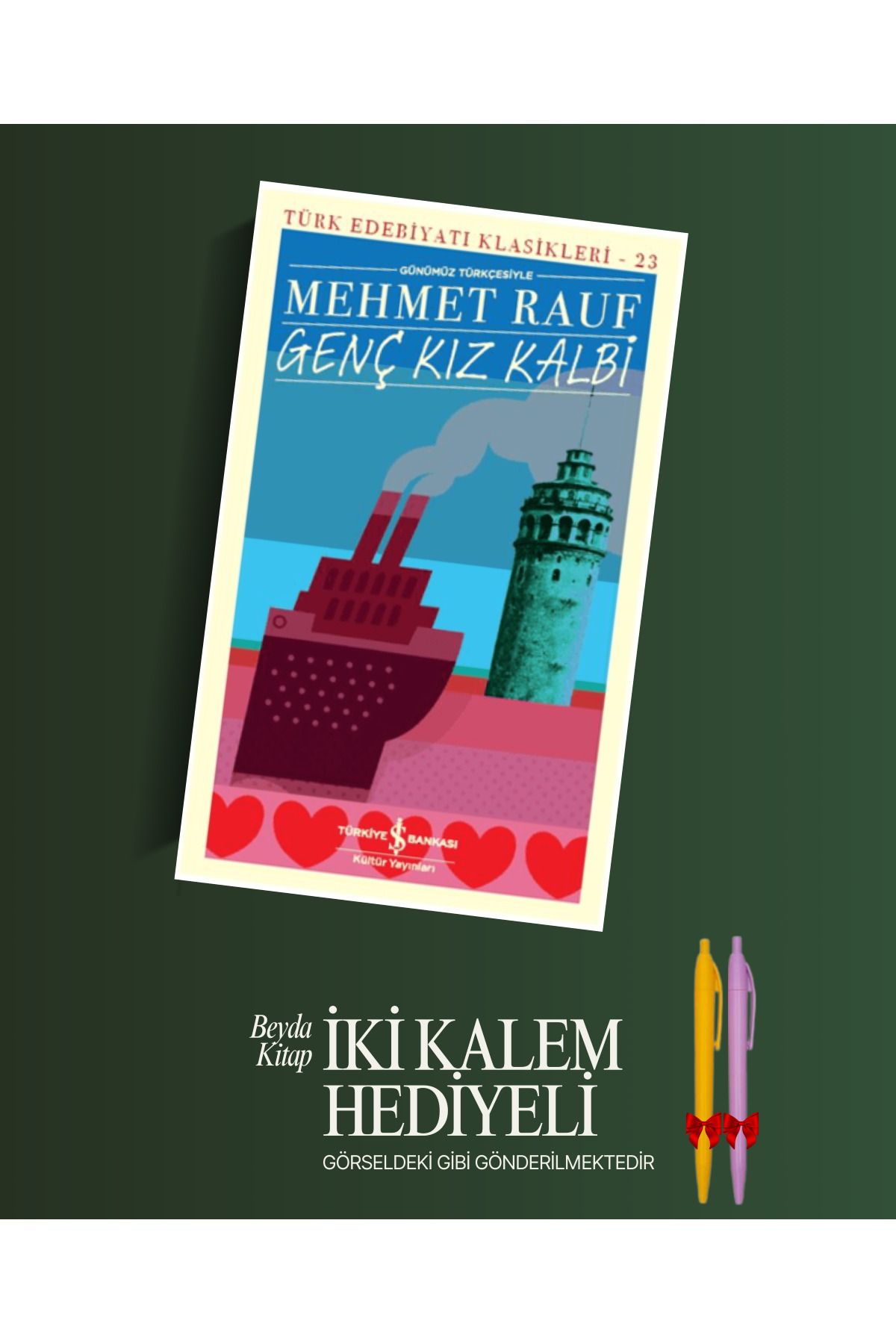 TÜRKİYE İŞ BANKASI KÜLTÜR YAYINLARI Genç Kız Kalbi - Mehmet Rauf - Kalem Hediyeli - İSTDKLS
