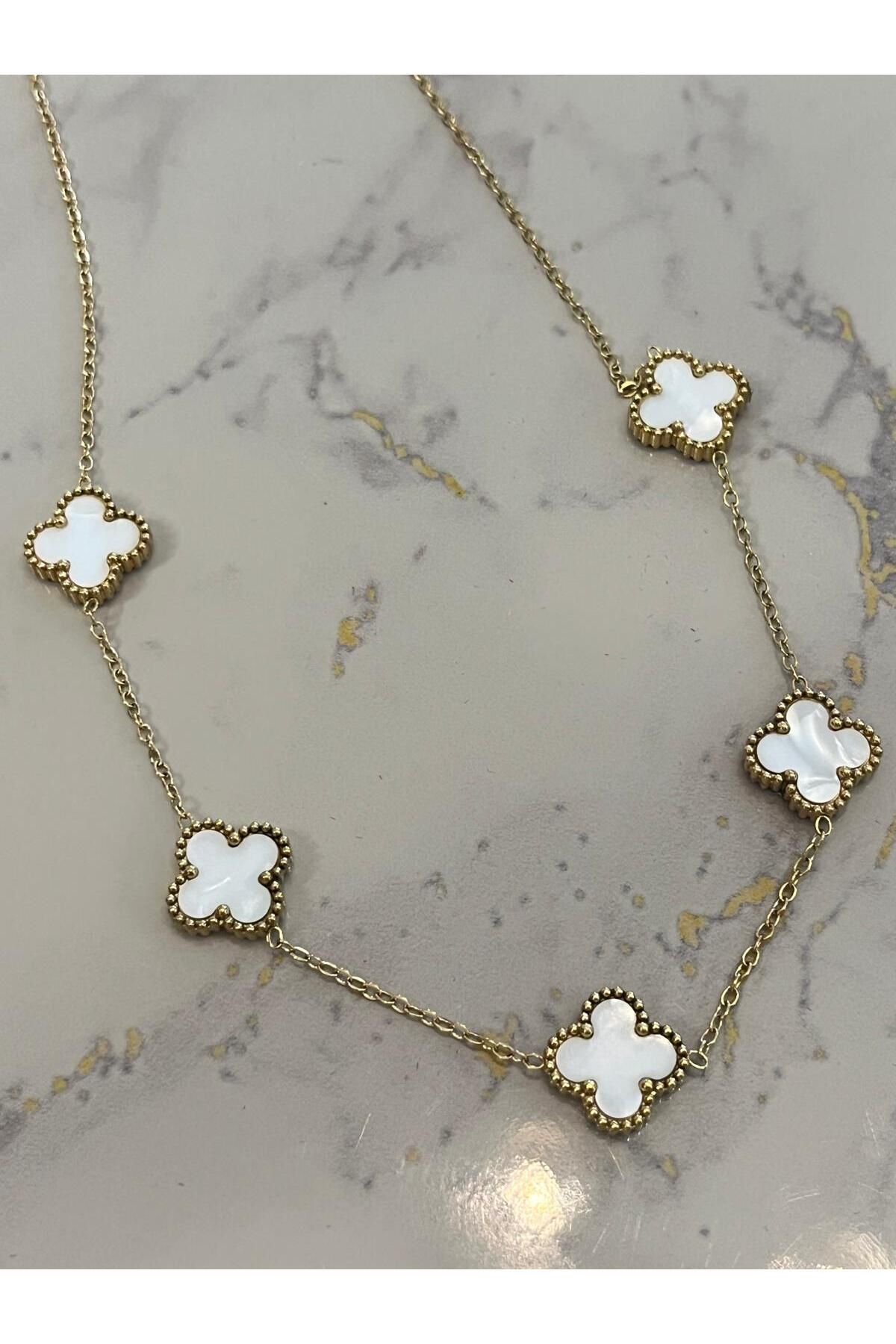 Miu Jewelry Vc Yonca Kolye - Beyaz