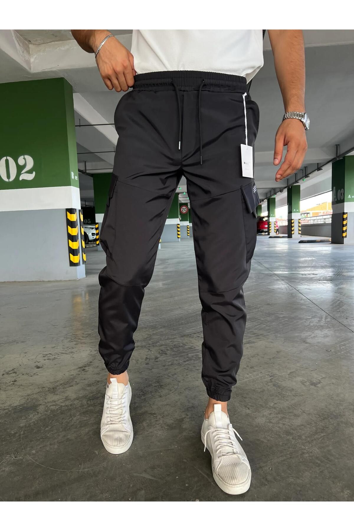 Butik Kargo Cepli %100 Likralı Paça Lastikli Premium Pantolon Siyah