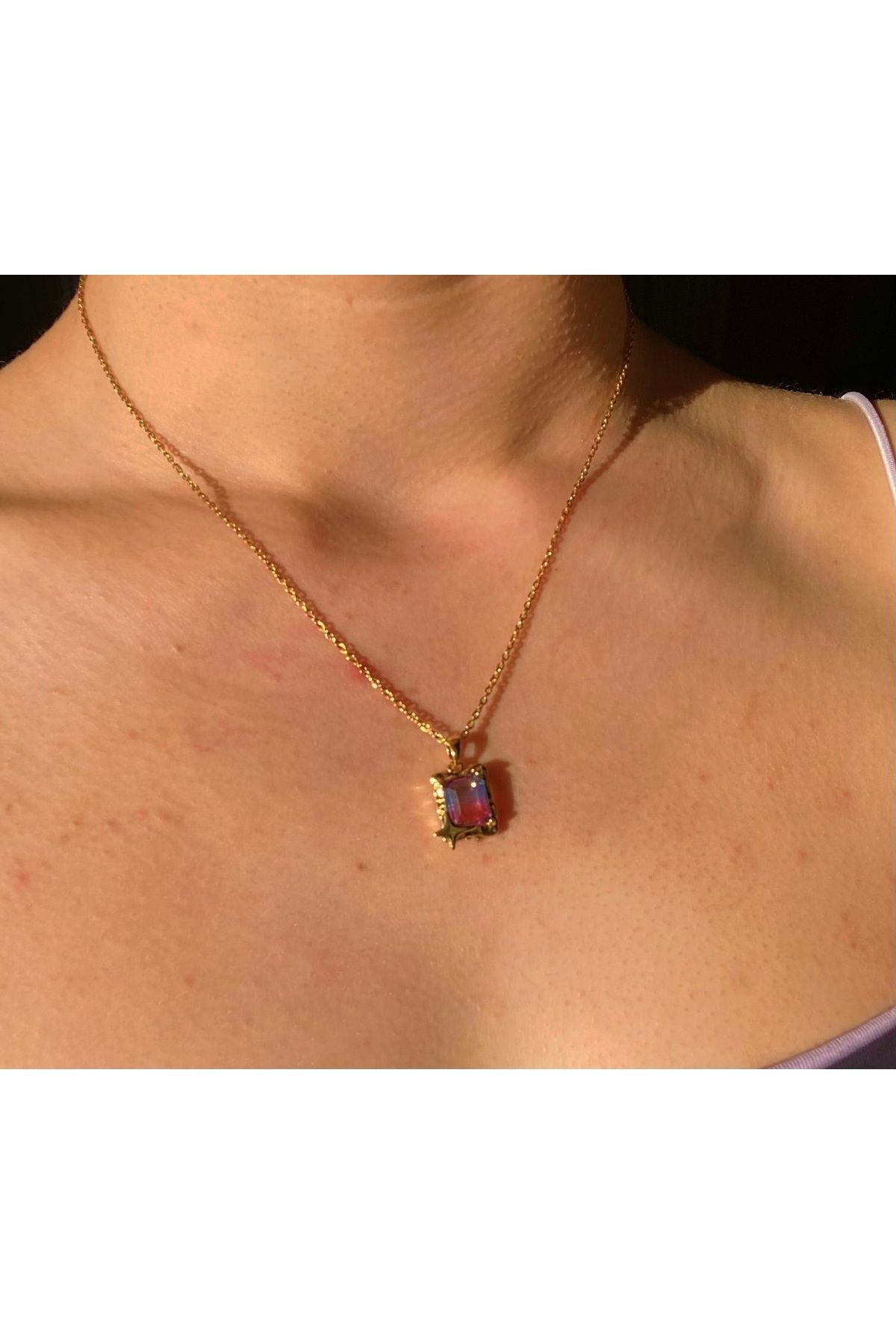 B&E SHİNE JEWERLY “Kararmaz Çelik ColorfulStar Kolye