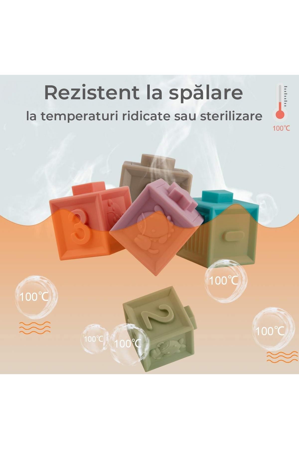 Pitikot-Set cuburi moi interactive pentru bebelusi Pitikot®, multicolor, 12 piese, din cauciuc, 0-24 luni 5