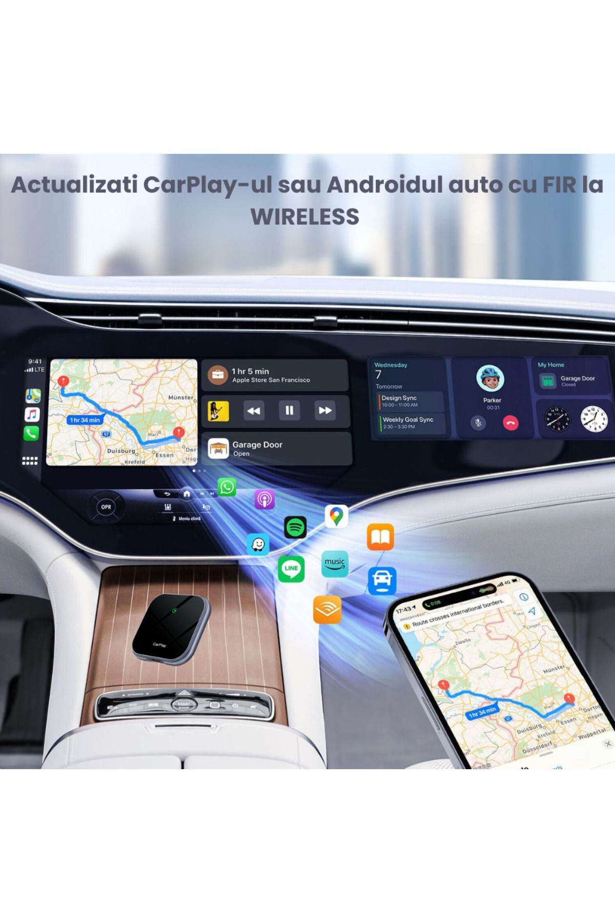 HASEPE-Carplay And Android Auto Wireless 2 In 1 Car Modulator, Ios 10 And Android 11 Compatible 8