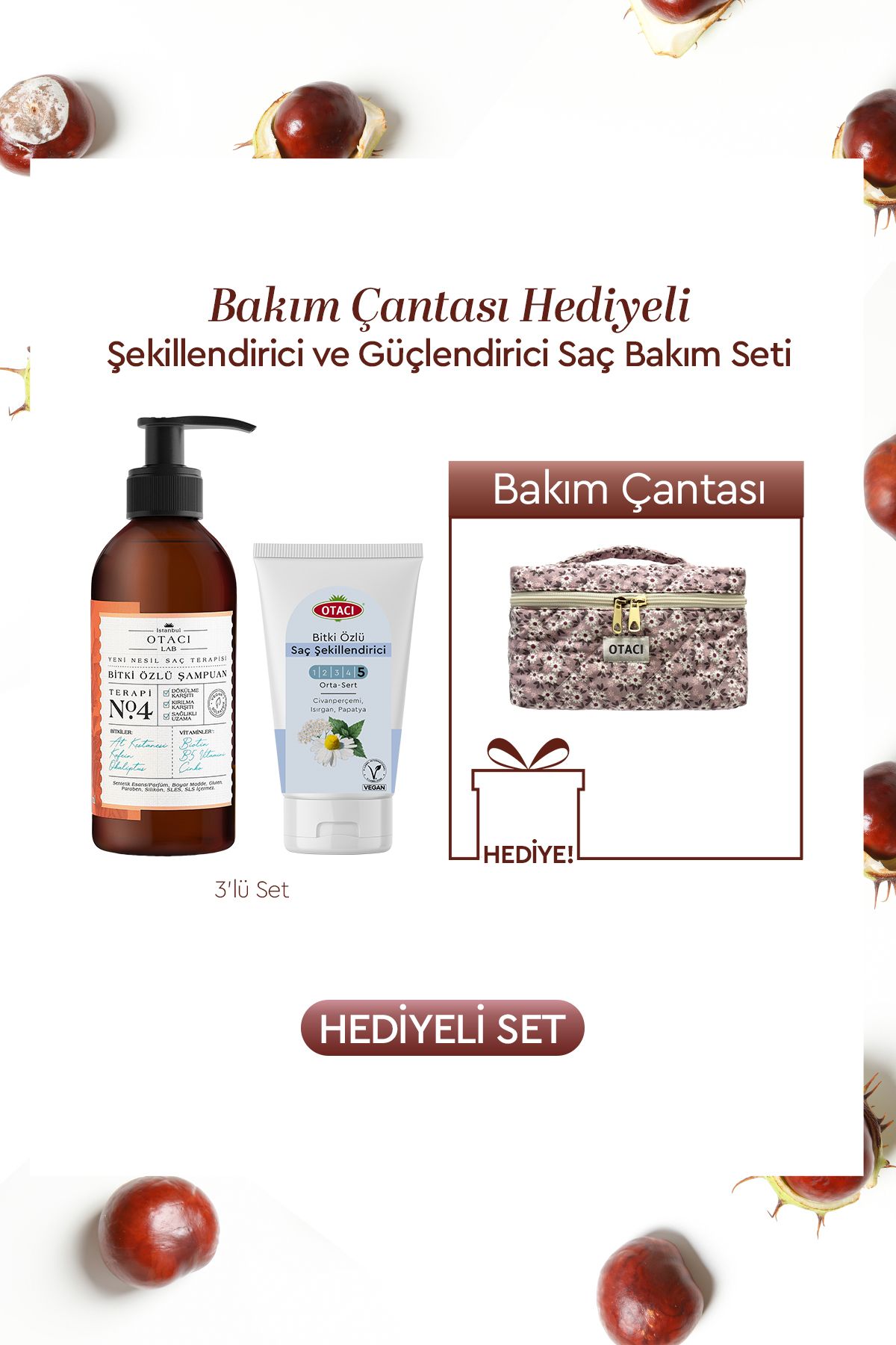 Otacı Bakım Çantası Hediyeli Şekillendirici ve Güçlendirici Saç Bakım Seti