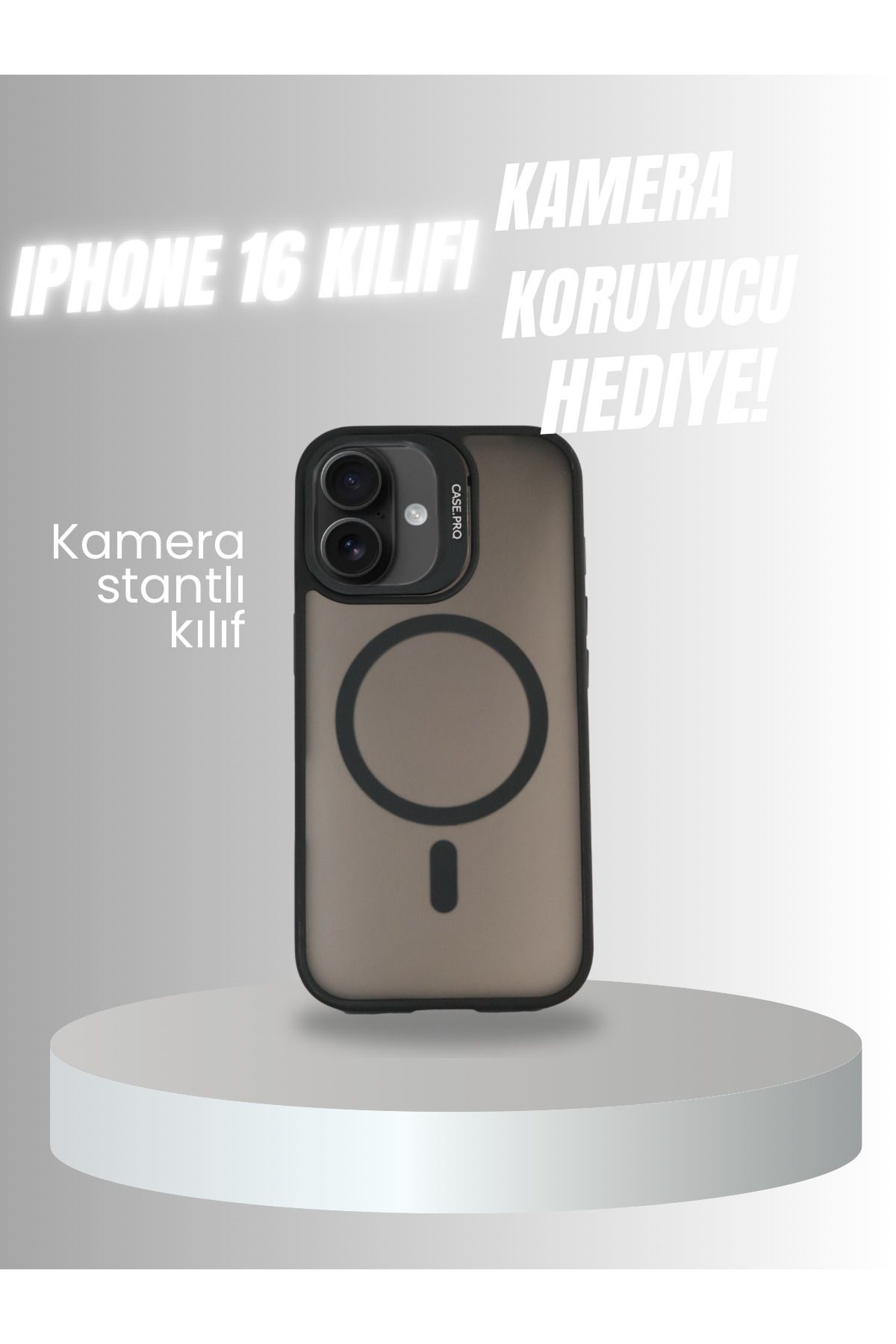PERLA MOBILE IPHONE 16 MAT SİYAH MEGA KAMERA KORUYUCULU KILIF