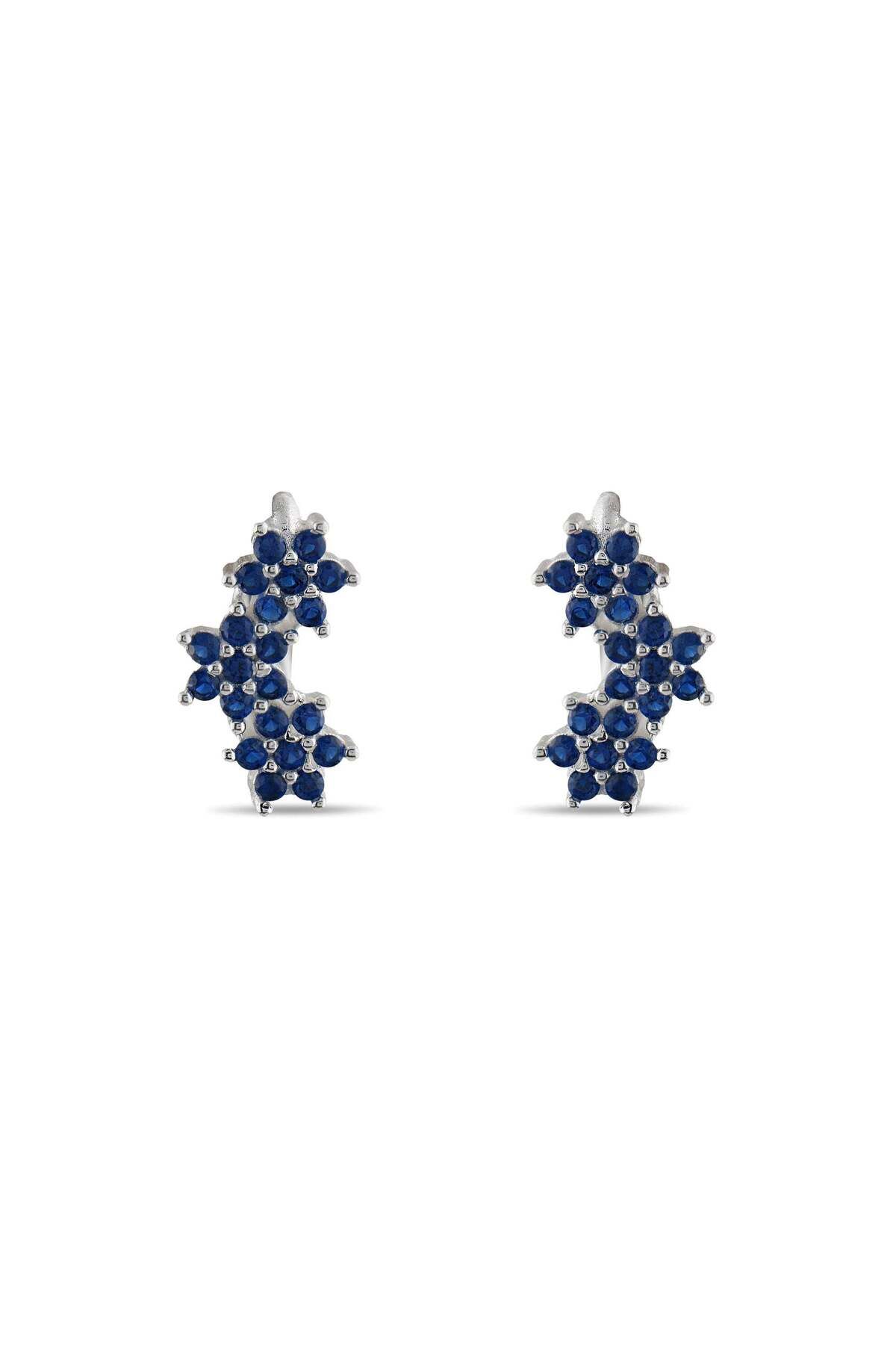 Lial Diamond Çiçek ve Doğal Taş Desenli Gümüş Küpe, 5 gram - Lial Diamond