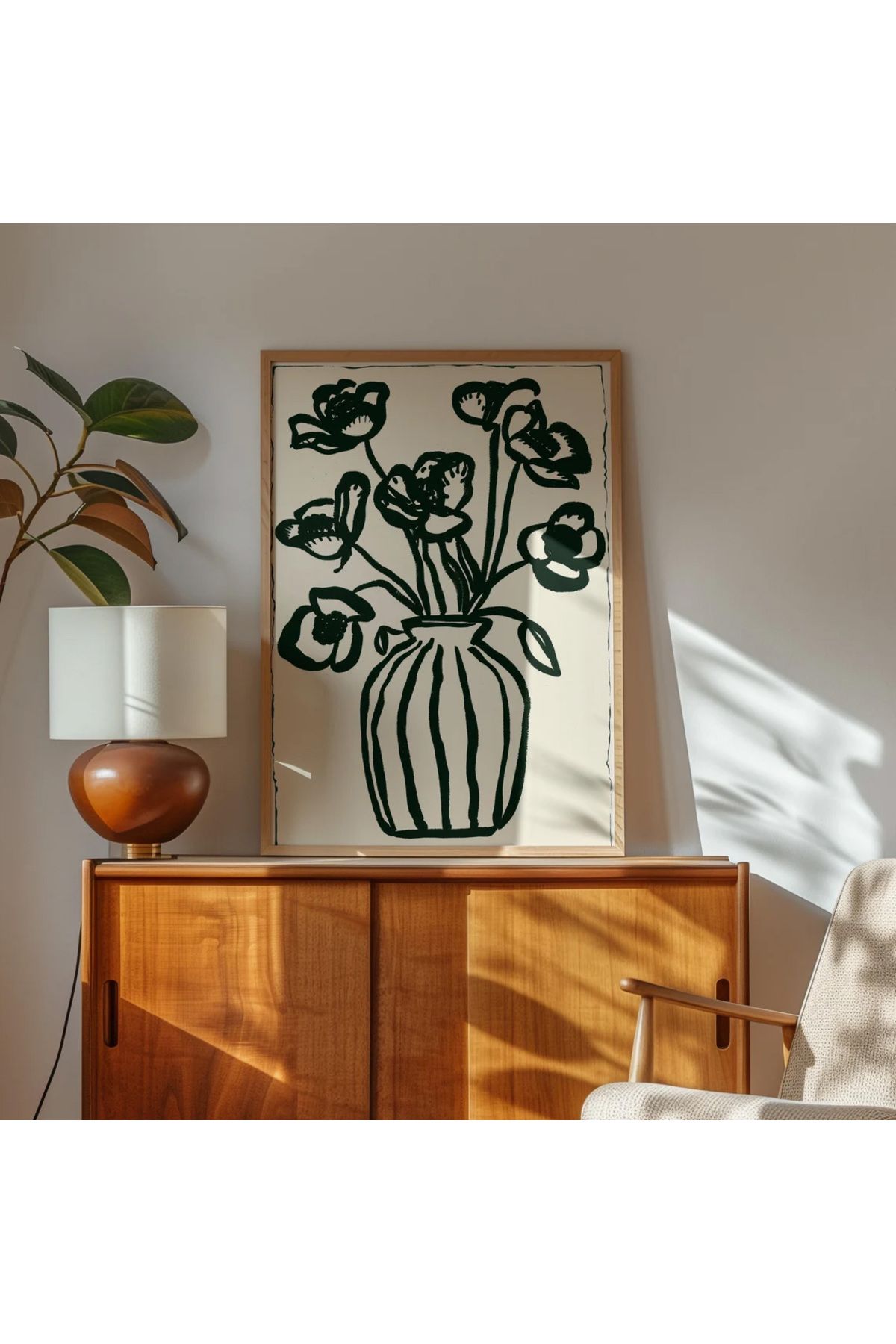 Dekorsiahome Tek Parça Ahşap Çerçeveli Oturma Odası Salon Mutfak Tablo TK0592