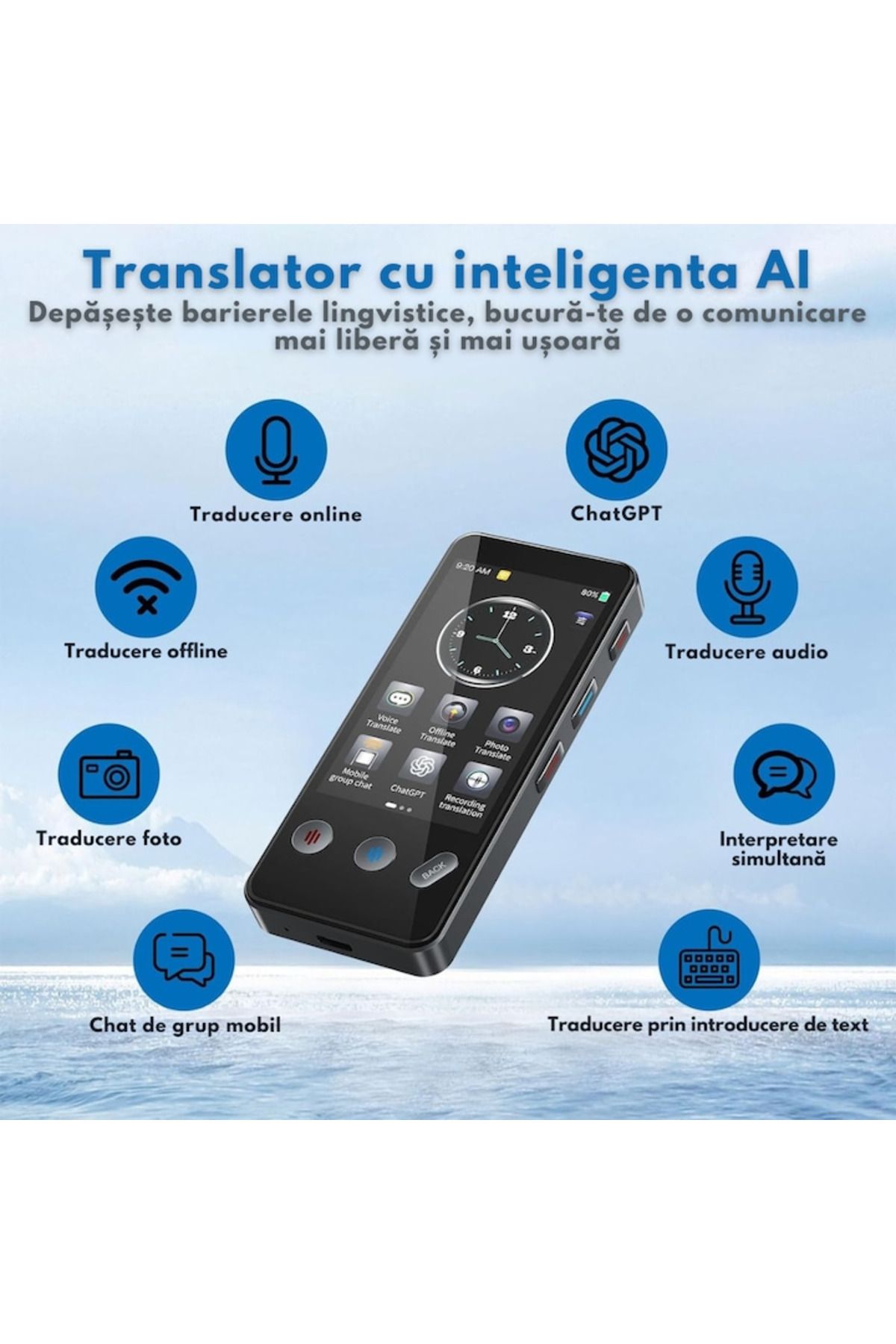 Velixo-Smart Translator, 3.4" Screen, 5MP, WiFi, BT, AI ChatGPT, 143 Lang Voice, 19 Offline, Photo/Text 4