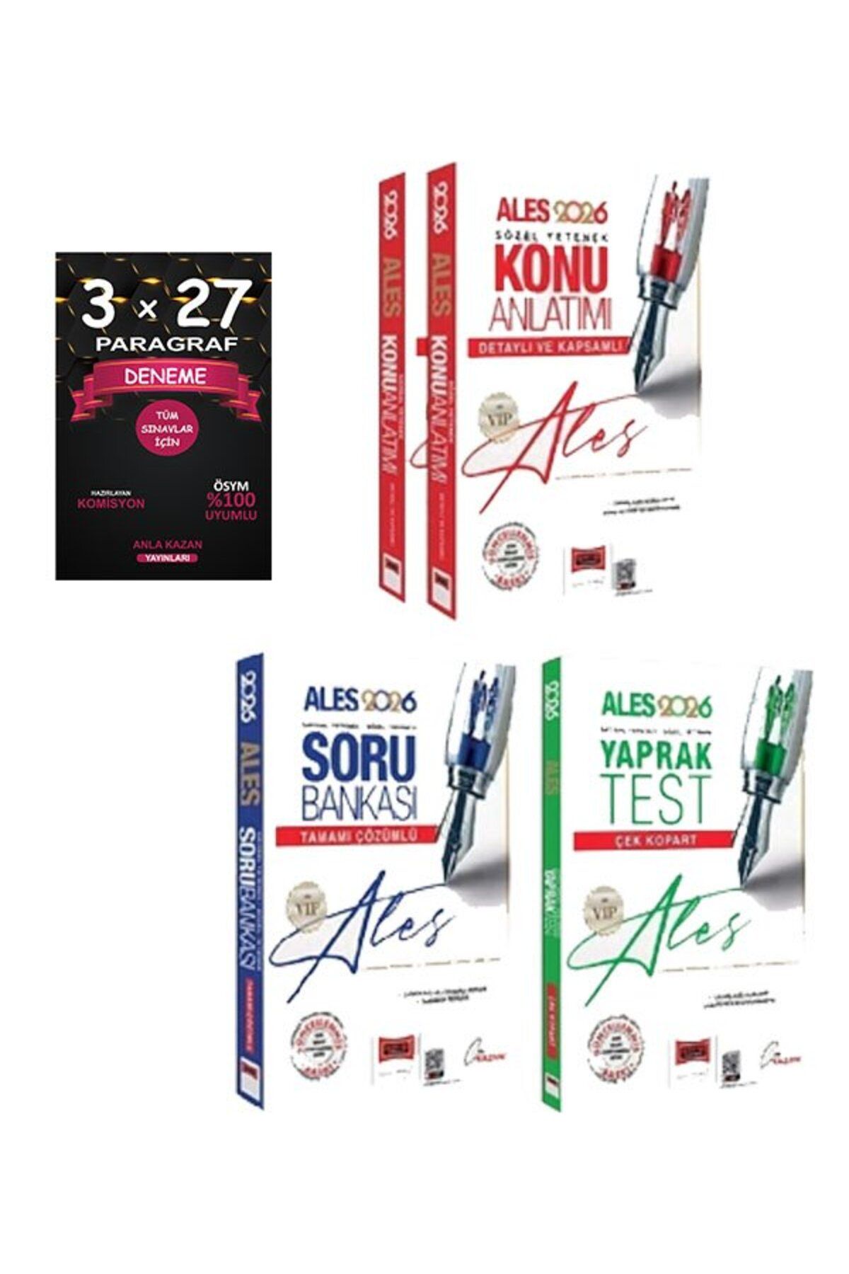 Anla Kazan Yayınları Yargı 2026 ALES VIP Konu + Soru Bankası + Yaprak Test 3 lü Set+Anla KAzan PAragraf
