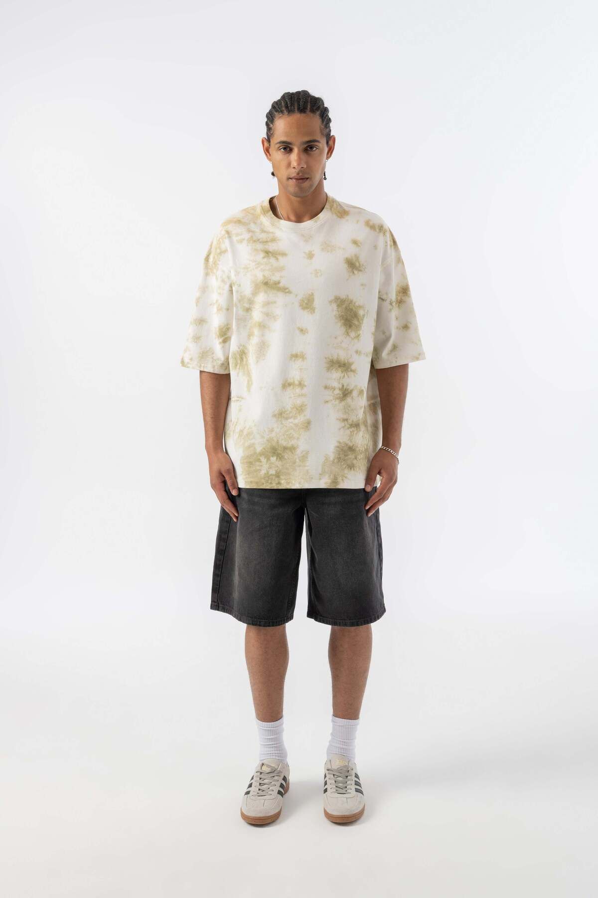 jaceyjace Batik Oversize T-shirt - Haki