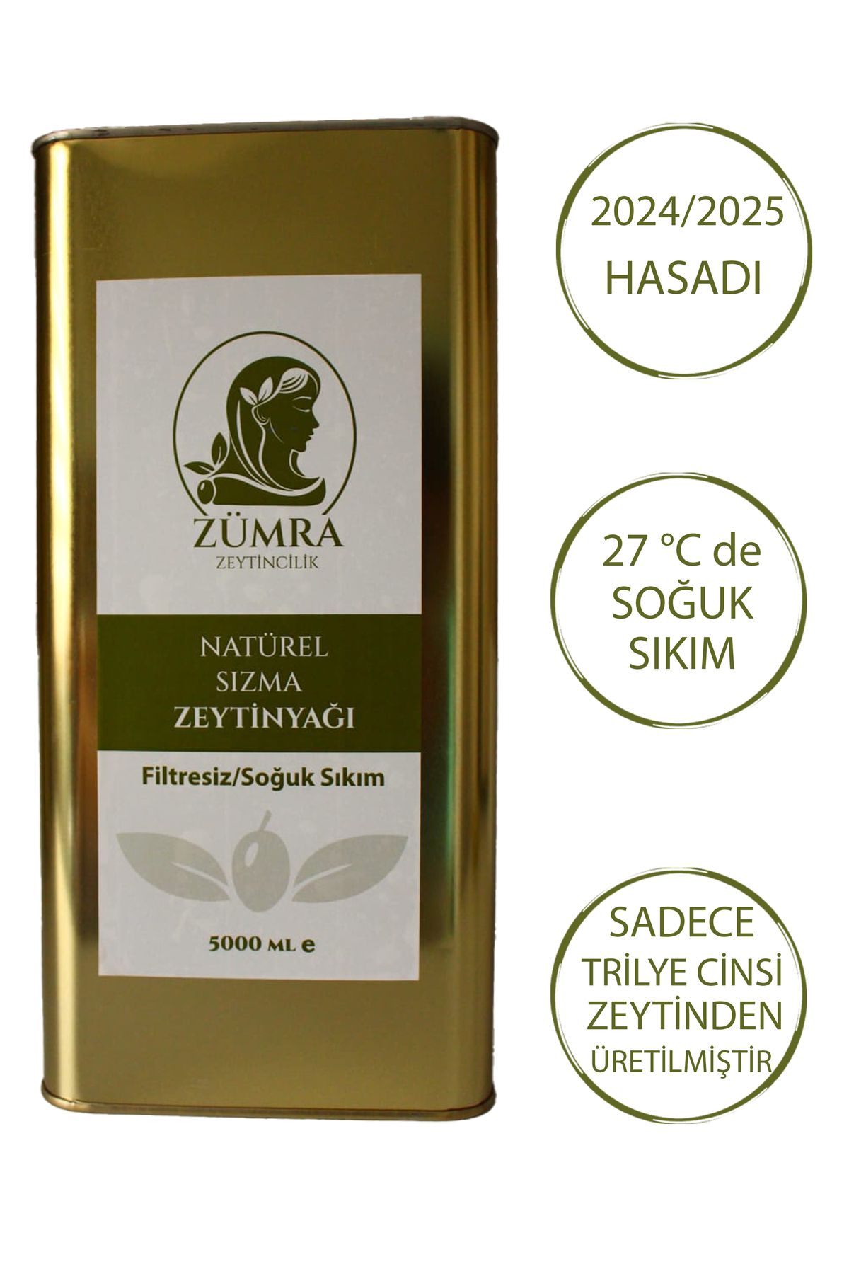 ZÜMRA 5 L Soğuk sıkım Naturel Sızma Zeytinyağı