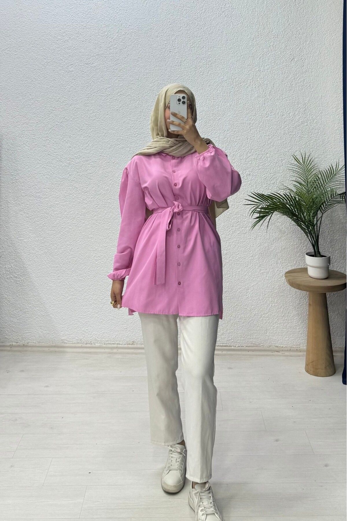 lurex moda Bağlamalı Balon Kol Gömlek