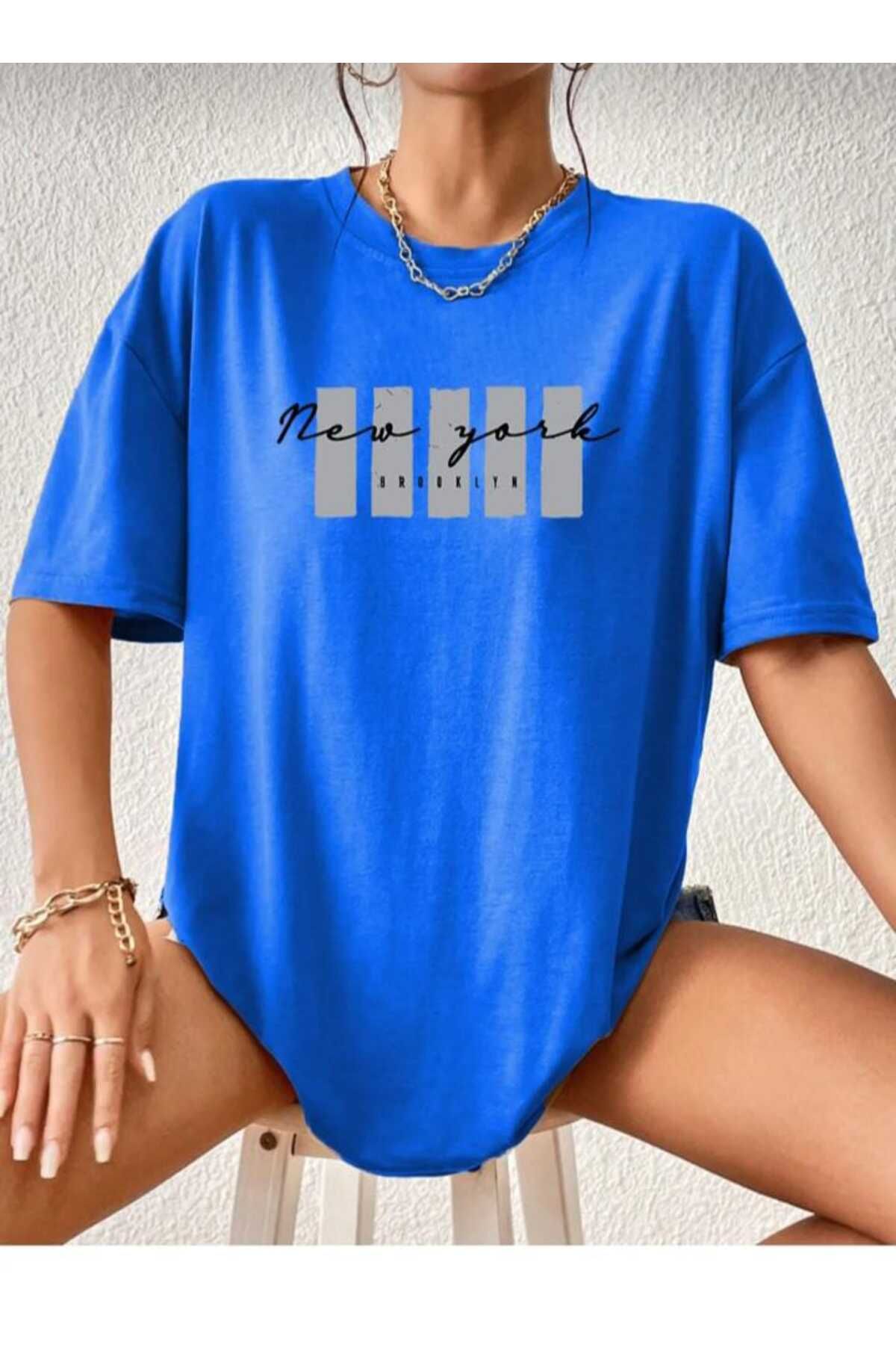 KOZİA OUTDOORS malkoçbey newyork broklıyn baskılı overisze unisex basic t-şhirt
